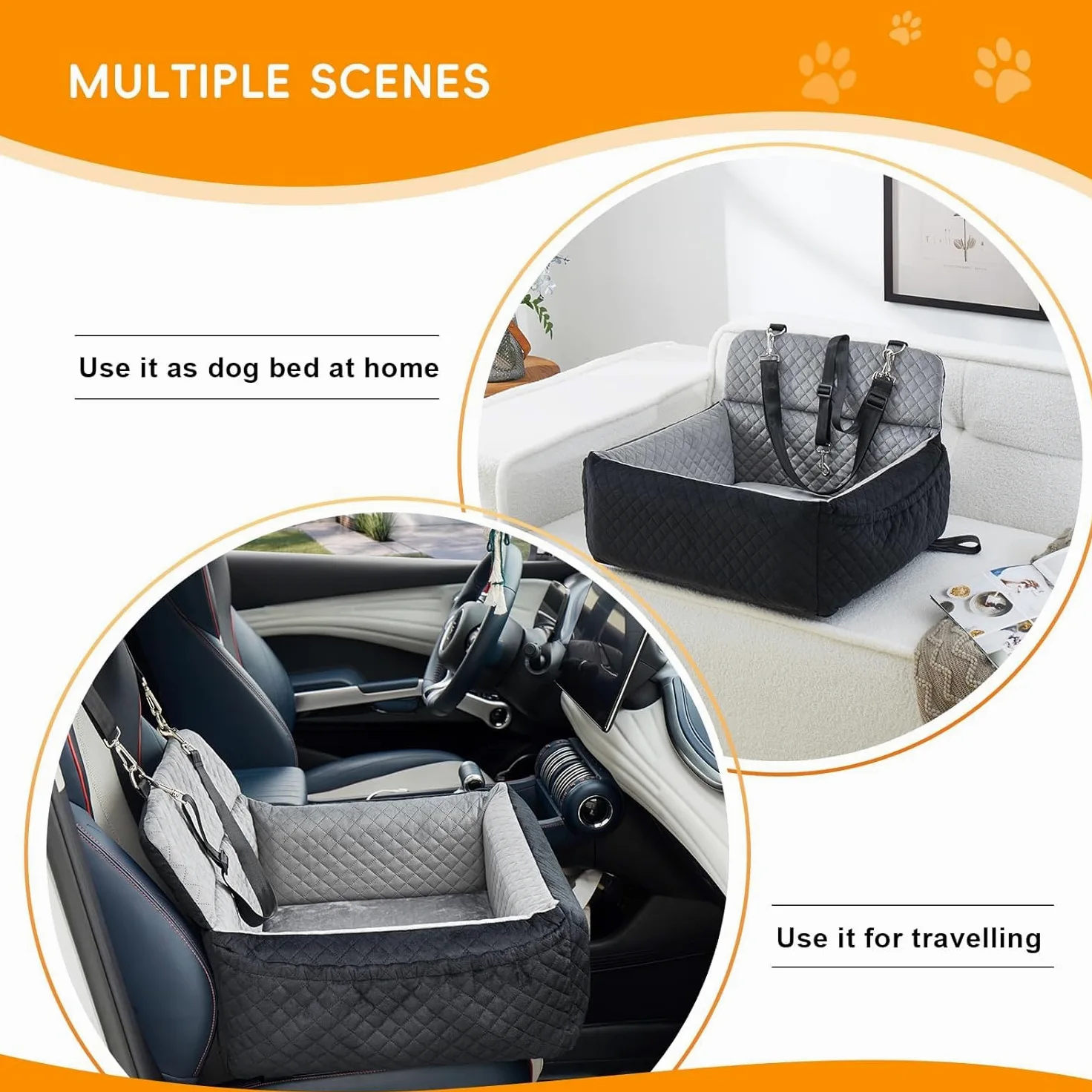 Asiento Seguridad Coche Perros para Nissan XTrial 2000-2004 2005 2006 2007, Asiento Elevador Estable Mejorado para Perros Medianos, cojín Lavable