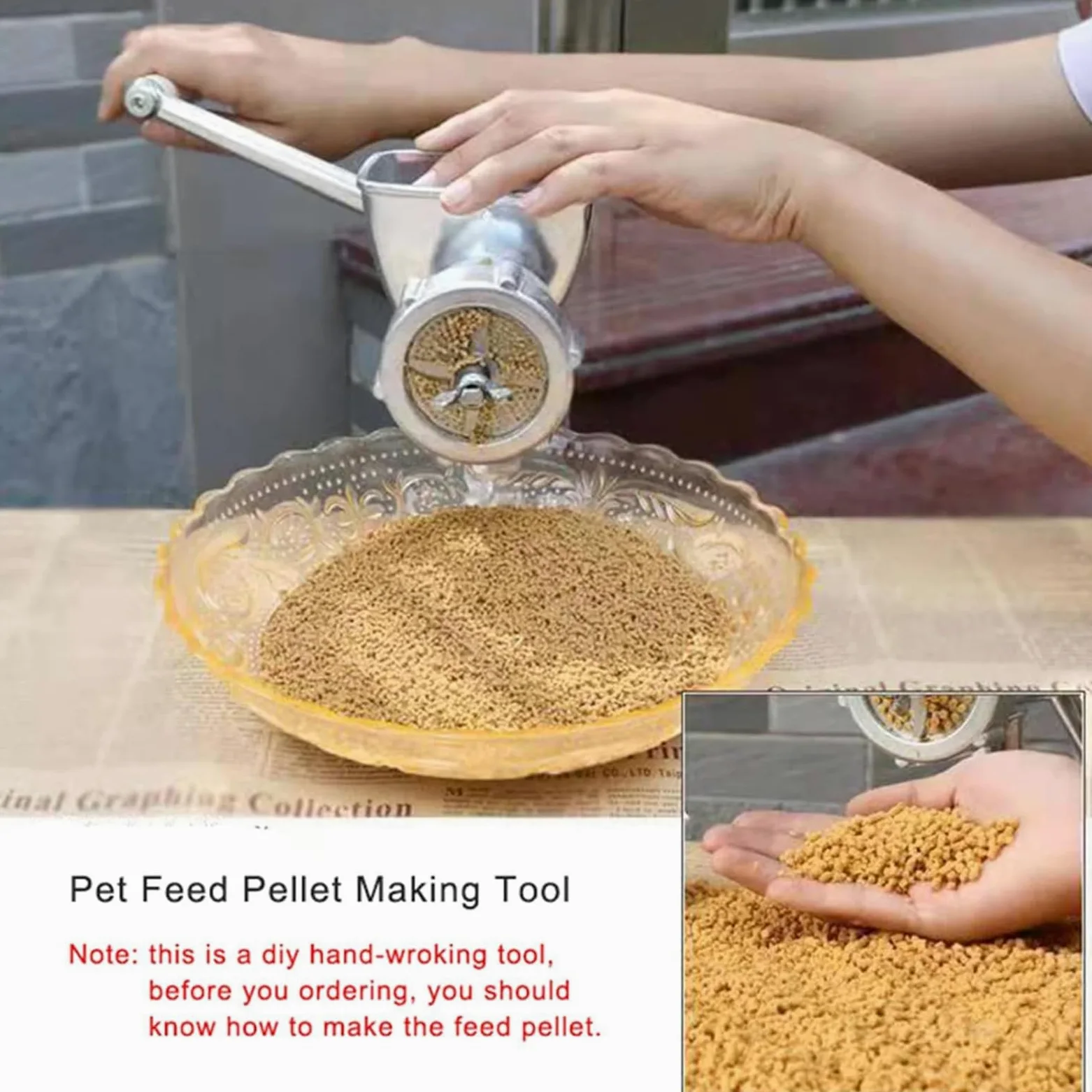Máquina Manual De Pellets De Alimentos Para Mascotas, Fabricante De Alimentos Para Perros Y Gatos Con Moldes Opcionales De 1,5/2/2,5/3/3,5/4/5/6/7/8/9/10 Mm, Para Peces Pequeños, Aves De Corral