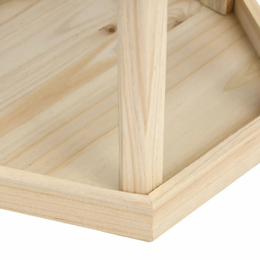 Comedero para pájaros octágono de madera maciza de abeto 33 x 30 cm, resistente a la intemperie, comedero para aves silvestres, soporte para bolas de masa de carbonero, comedero para jardín, balcón