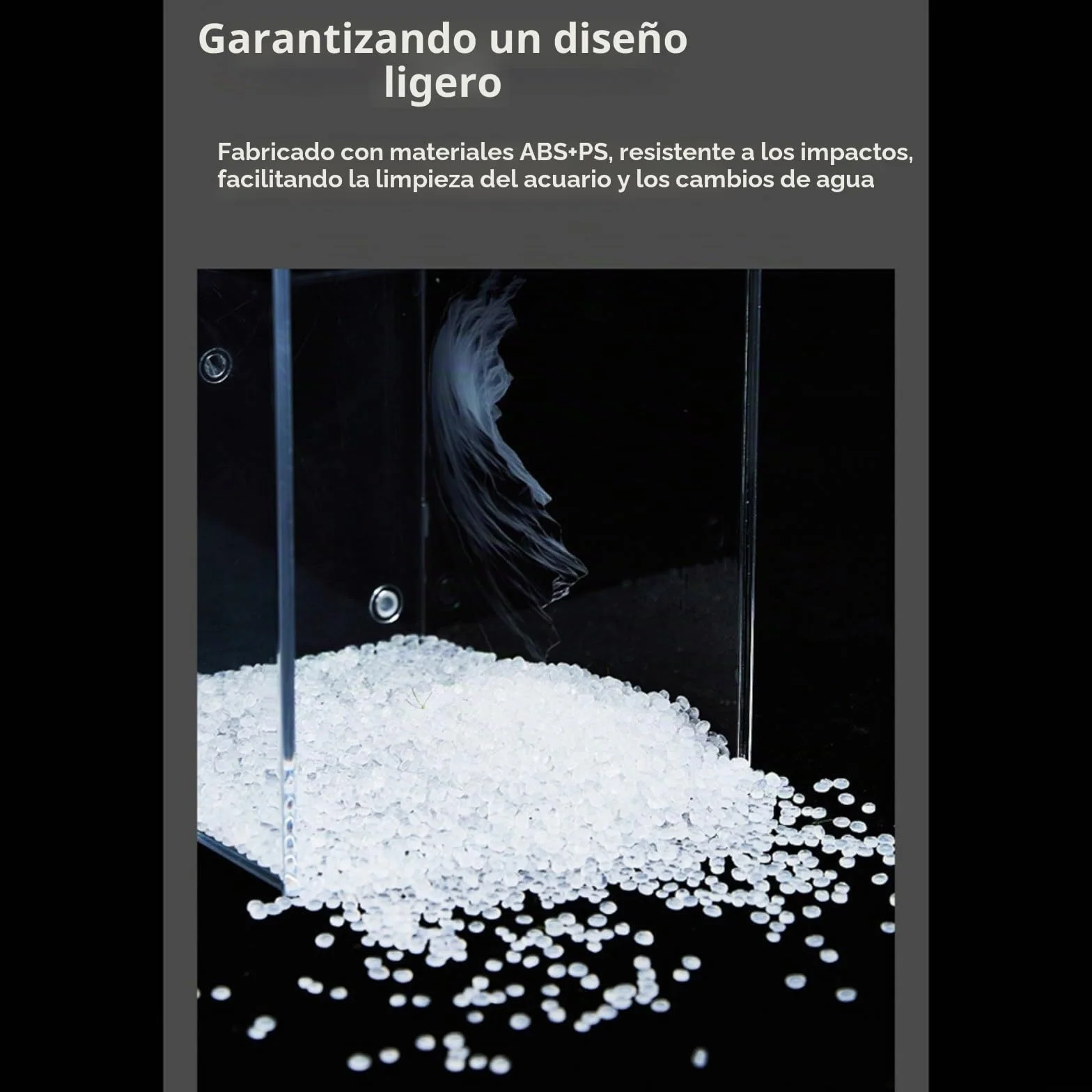 Acuario de mesa para el hogar con filtro lateral, filtración que mejora el oxígeno, bomba de flujo de 160 l/h, brillo ajustable de 10 niveles e iluminación LED (S)