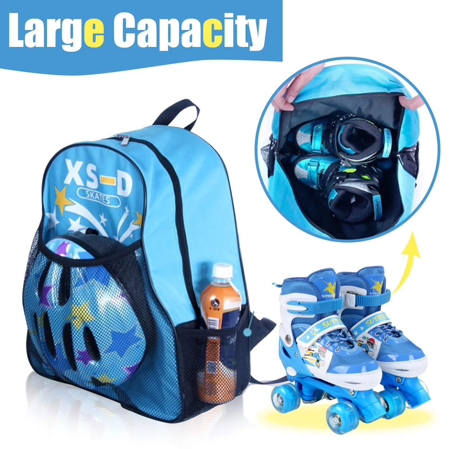 Bolsa para Patines en Linea Gran Capacidad Correa Ajustable Unisex Niños