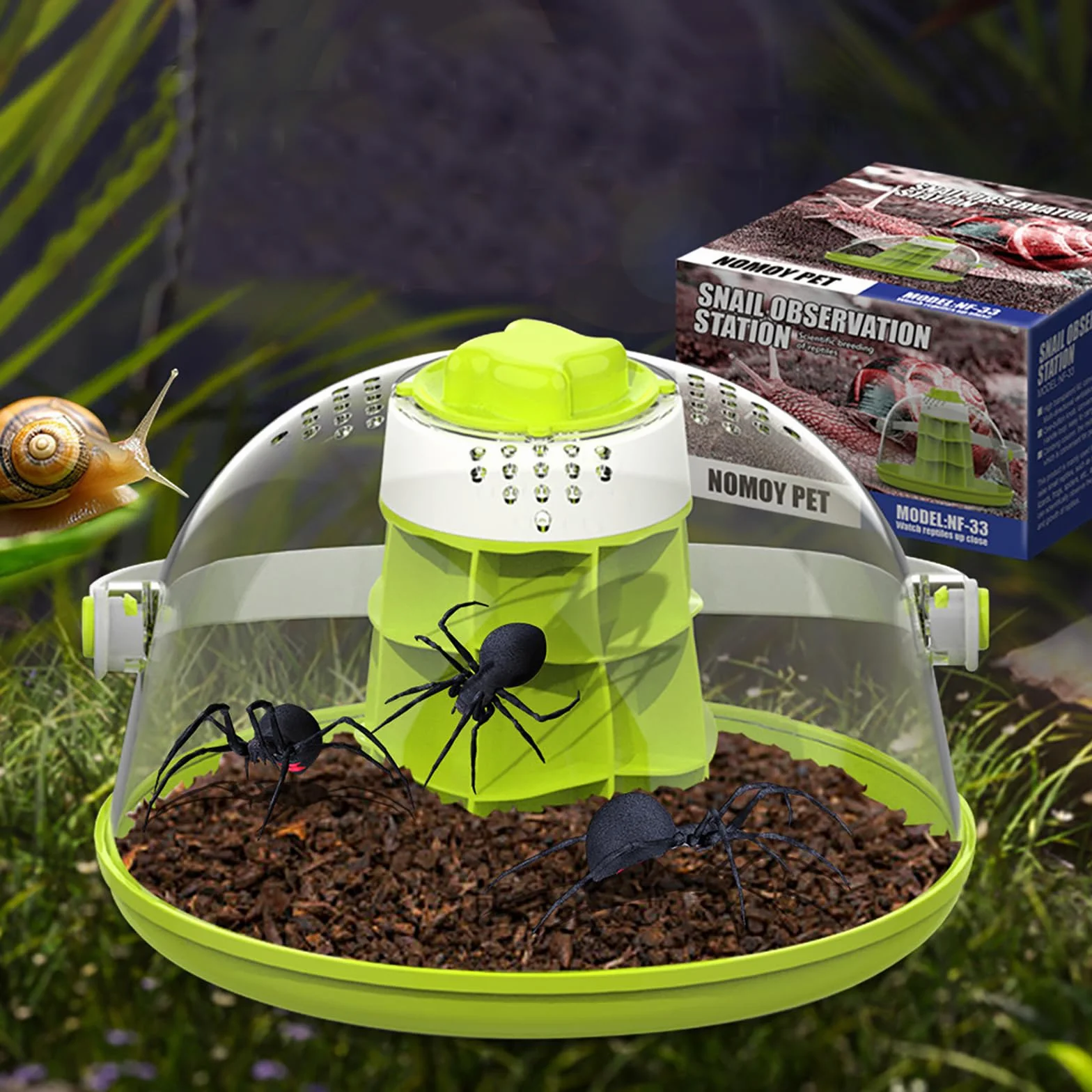 Caja multifuncional de observación y cría de caracoles, hábitat educativo para mascotas, 23 x 19,5 x 13,5 cm, material ABS + PC, fácil de limpiar, bien ventilado, adecuado para gusanos de seda