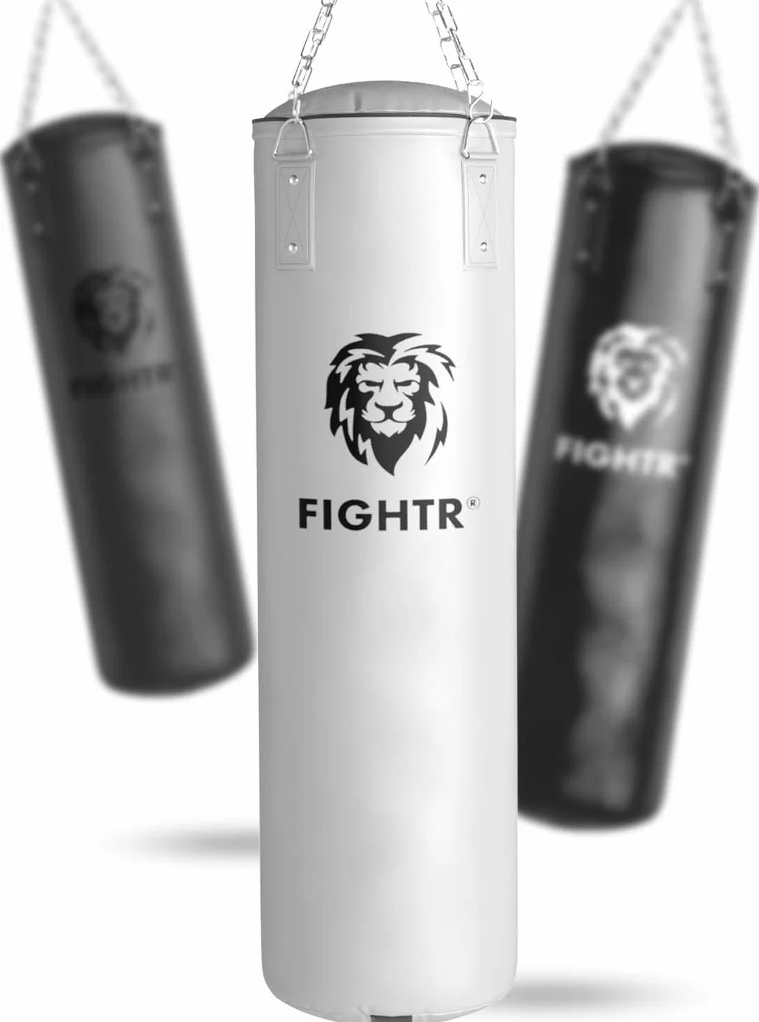 FIGHTR® Saco de boxeo relleno con cadena de acero de 4 puntos para boxeo, kickboxing, MMA, Muay Thai