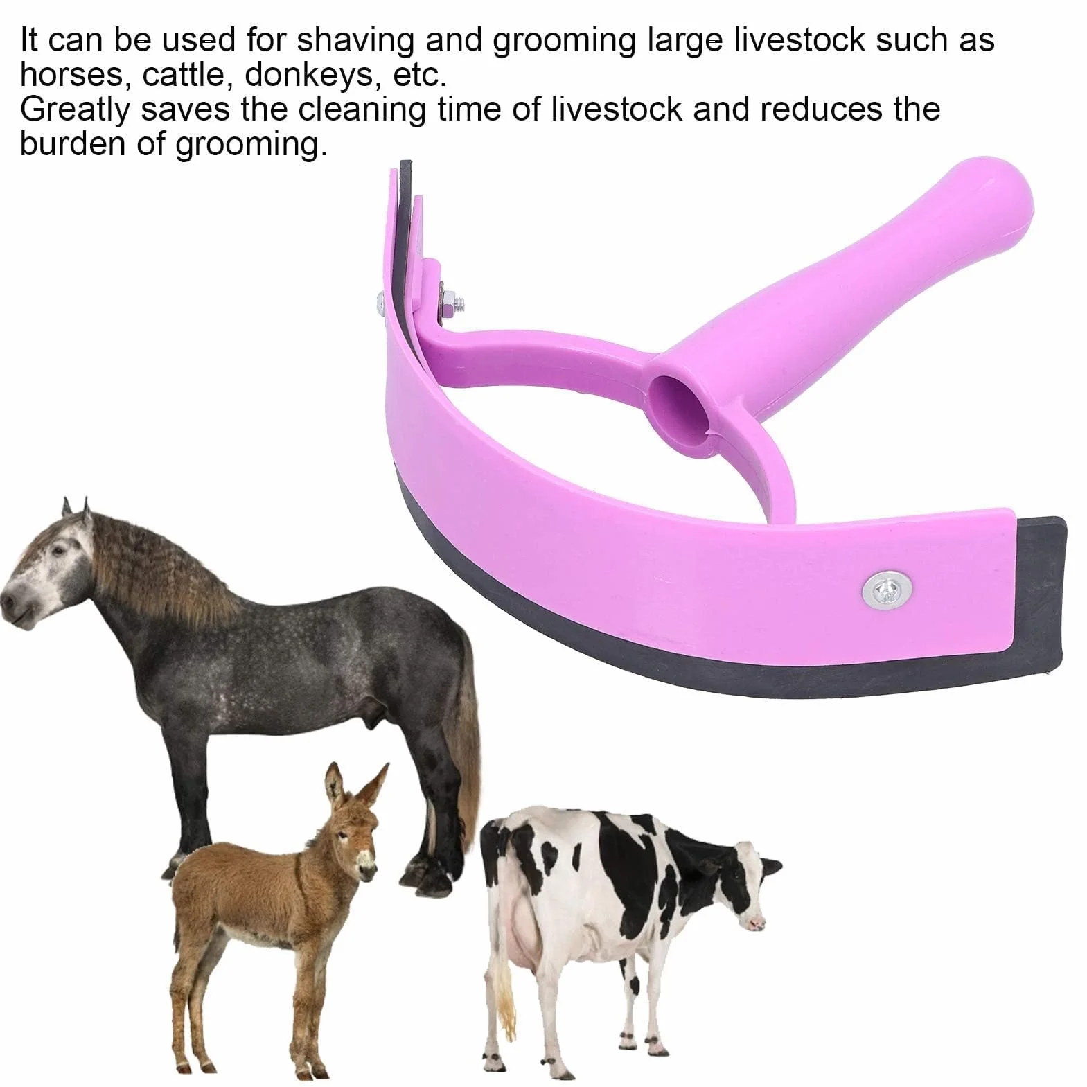 Cyrank Raspador De Goma para Caballos, Agarre Suave, Plástico, Goma, Rascador De Sudor para Caballos, Suministros De Baño para Caballos