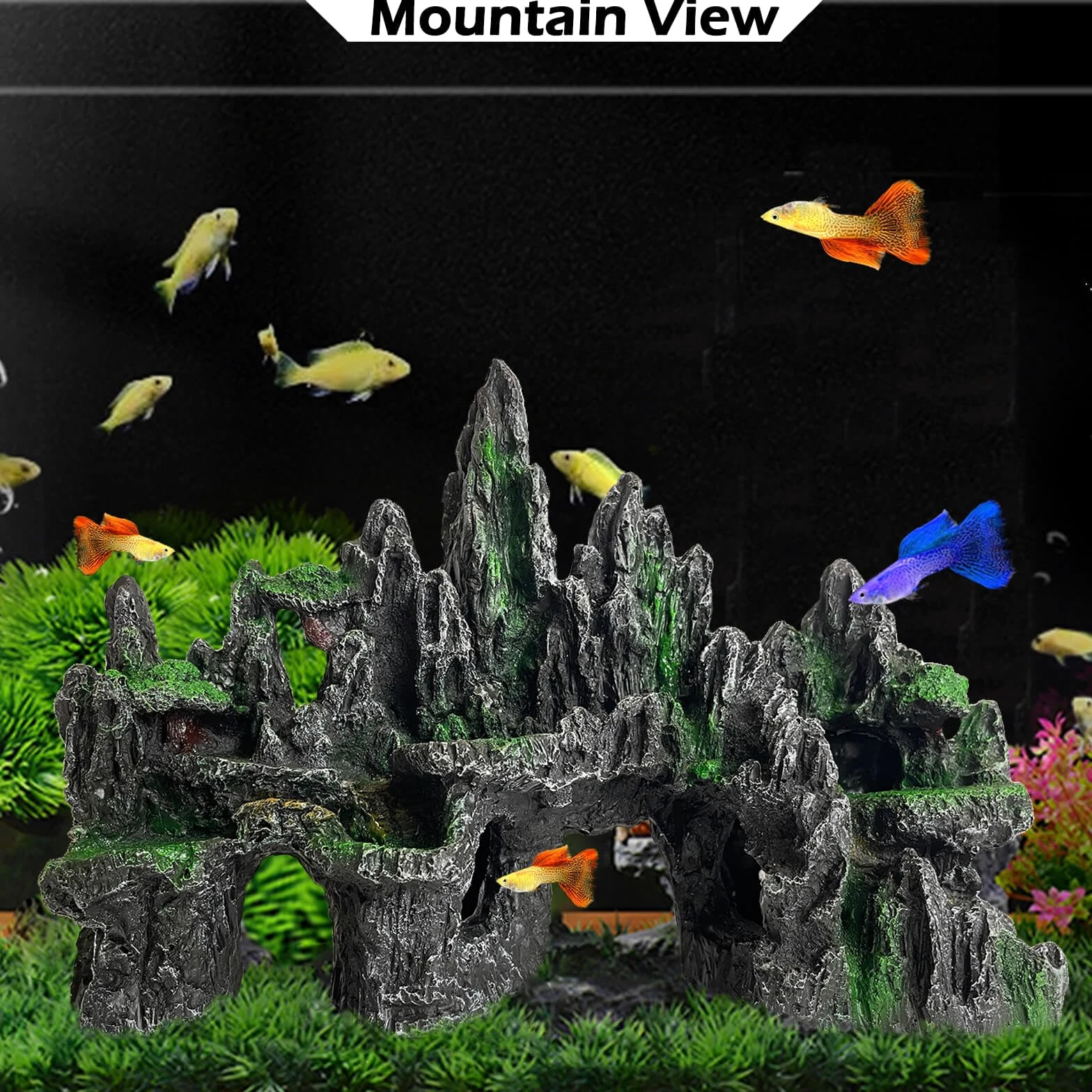 Decoración de acuario grande y alta para pecera, adornos temáticos de roca, adornos de piedra para acuario, decoración de acuario, decoración de árbol, casa, cueva, pecera, extragrande