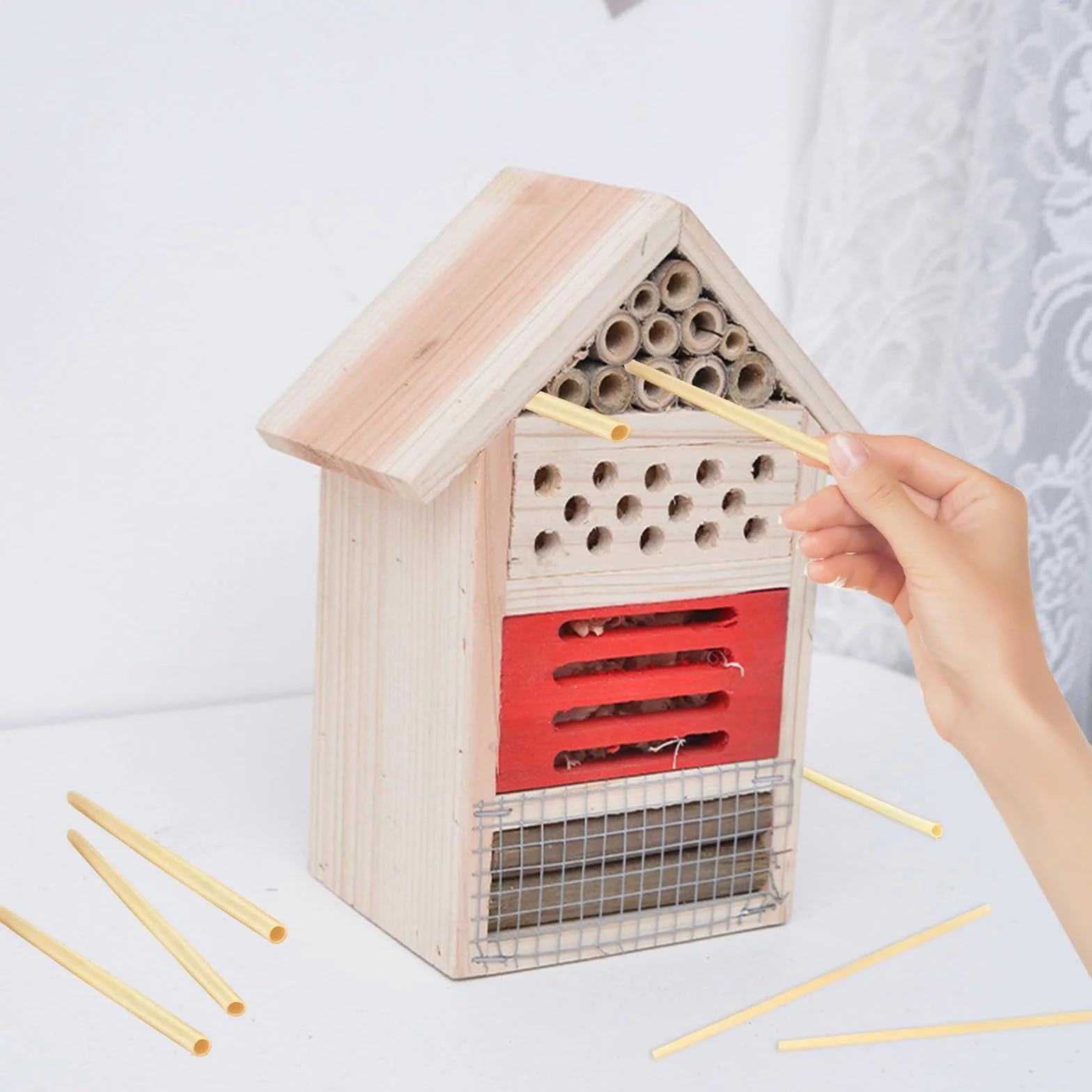 300PCS Pajitas de Trigo, 14.5 CM de Largo Diámetro 3-5 MM para Abejas Silvestres, Material Insectos Anidación para Relleno Hotel de Insectos, Casa de Abejas, Hotel de Abejas, Casa de Insectos