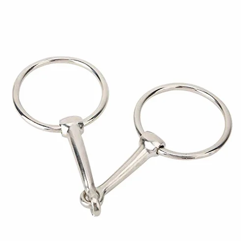 Hffheer Caballo Snaffle bit Acero Inoxidable Caballo Boca Ovalada Anillo de Caballo Flojo Boca articulada Hueca bit Accesorios ecuestres