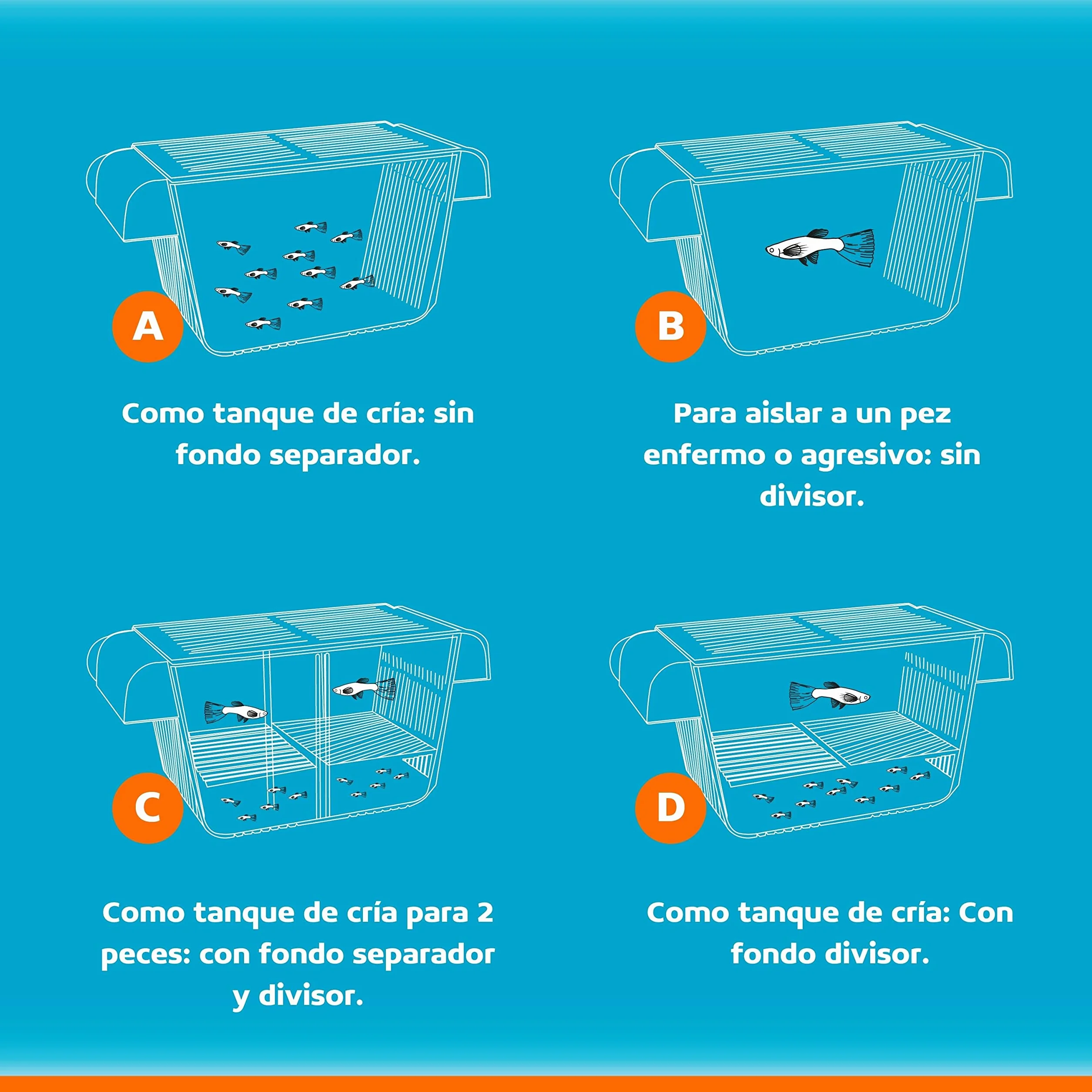 Measury Tanque de cría pequeño (S), bandeja de desove para acuario, piscina para bebés, cuarentena, piscina de cría – 132 x 64 x 73 mm