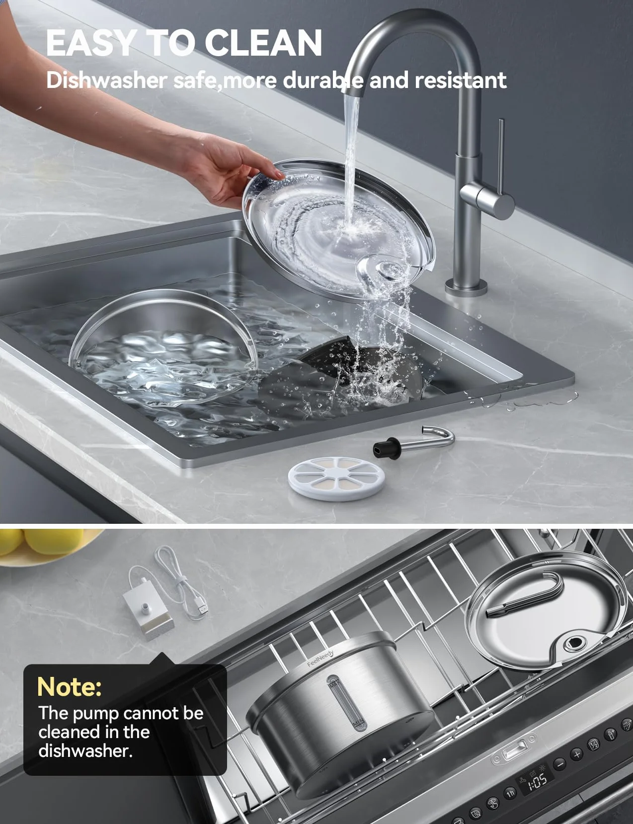 Fuente de Agua para Gatos Acero Inoxidable 304, FEELNEEDY 3,5L Bebedero Gatos Automática diseño de Grifo, Fuente para Mascotas Silenciosa, Multi-Filtración, con 3 Filtros y 1 Cargador USB 5V 1A
