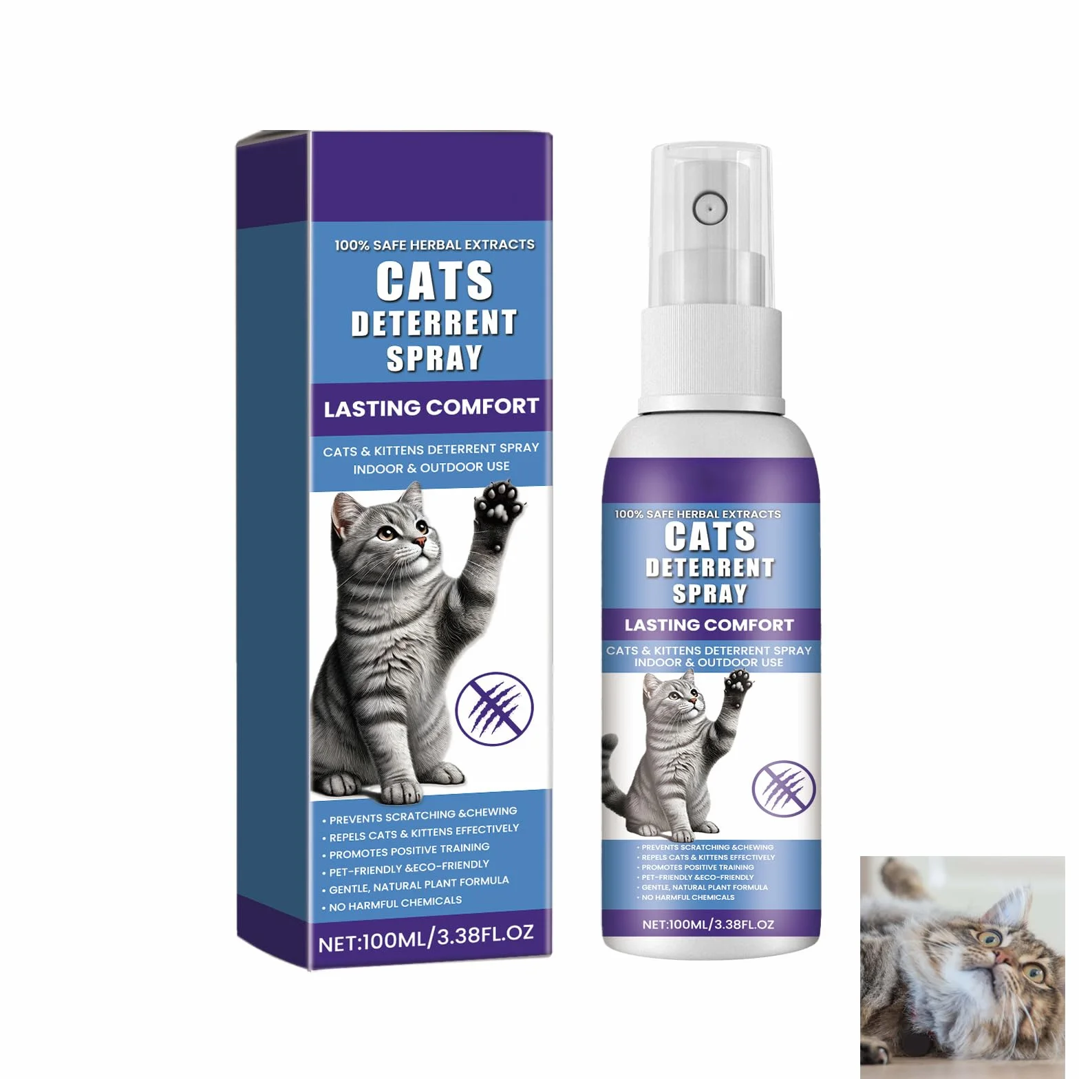 Spray de Entrenamiento para Gatos,Repelente Gatos,Ahuyentador de Gatos,Spray Repelente Gatos,Spray Anti Arañazos para Gatos Sofá,Spray Antiarañazos