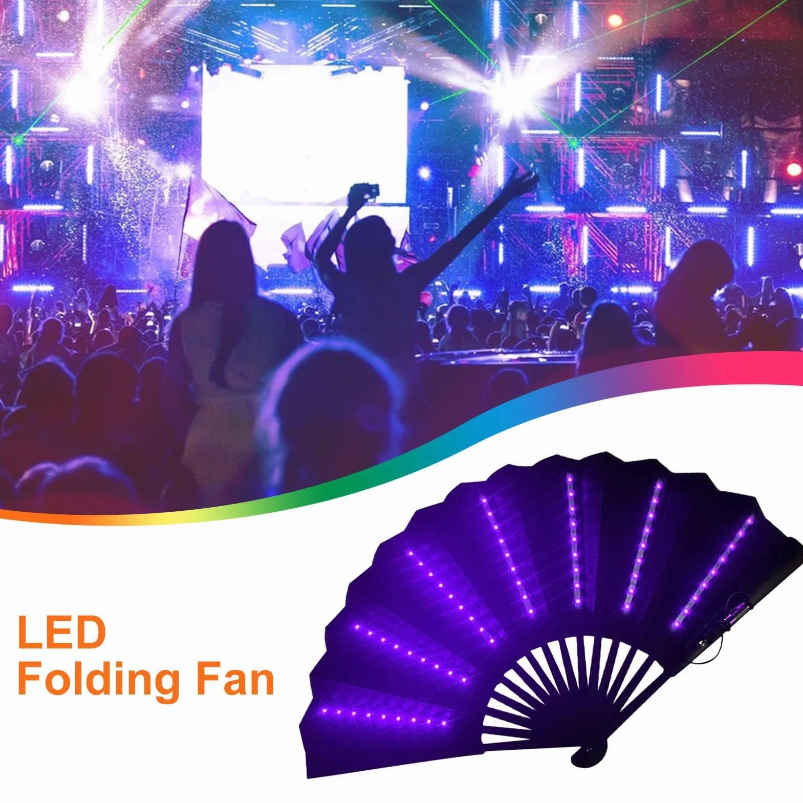 Abanico de mano plegable para festivales, ventilador de mano multiusos para viajes, accesorios de carnaval
