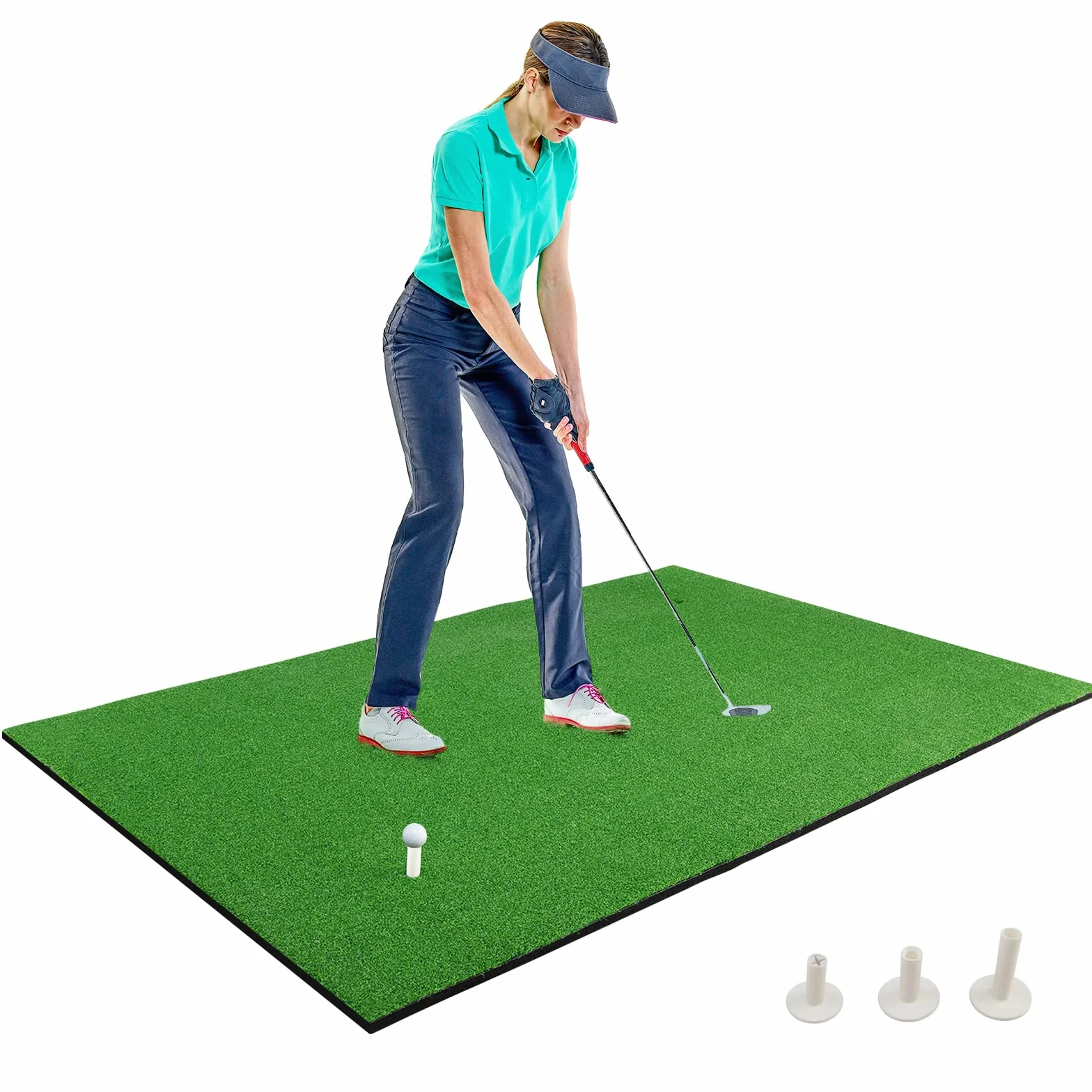 LIFEZEAL Esterilla de Golf 1,5 x 1m Alfombrilla de Práctica Plegable con Césped Sintético y 2 Posiciones de Tee