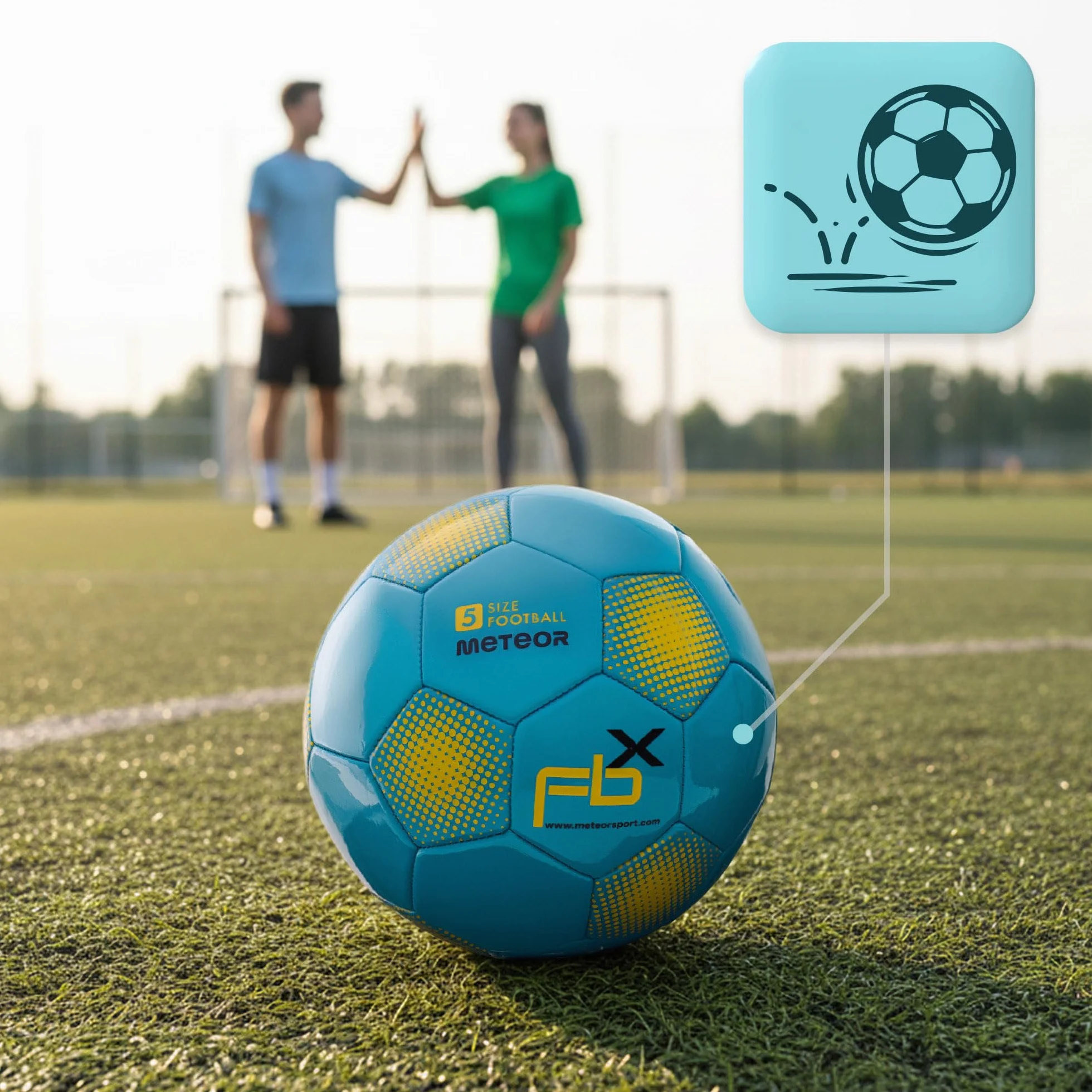 Meteor Balón de Fútbol Tamaño 5 Azul para Entrenamiento