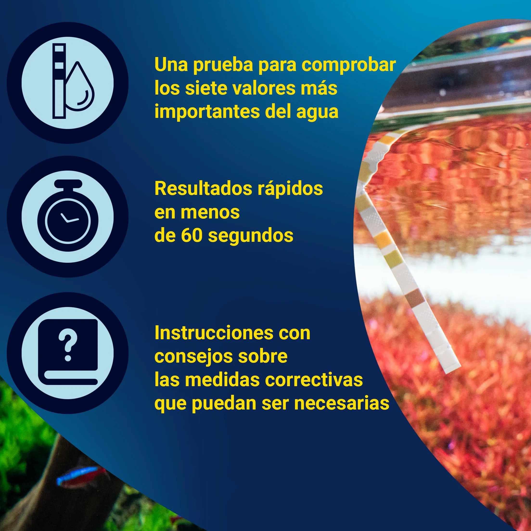 Tetra Test 7in1 - Test de agua para acuarios, control rápido y sencillo de la calidad del agua, 1 paquete (50 tiras reactivas)