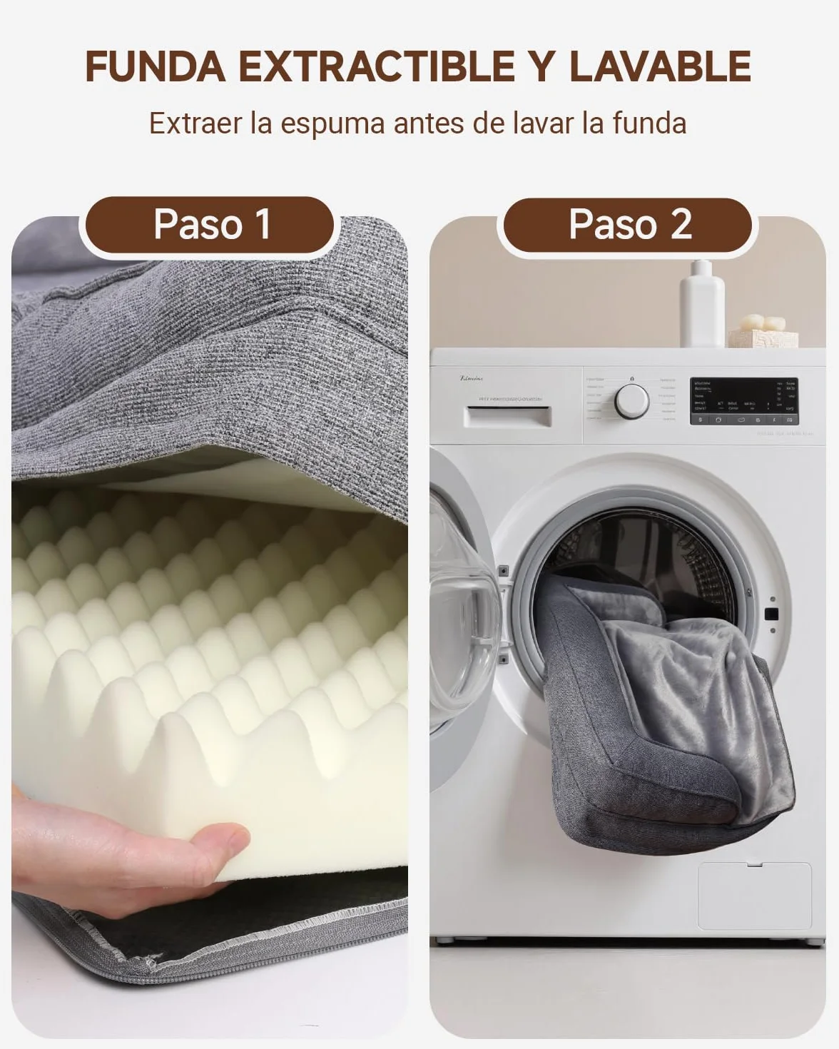 KSIIA Cama ortopédica extragrande para perros XL impermeable con refuerzo en forma de U, funda extraíble lavable y parte inferior antideslizante, gris, 104 x 68 x 17 cm