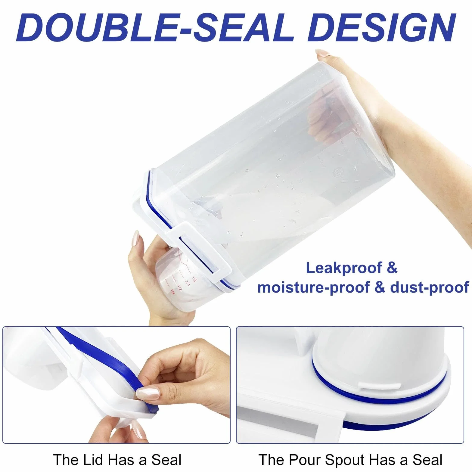 Chiluxendo Juego de 2 Contenedor Pienso Perros, Cubo para Alimentos con Vaso Medidor, Recipiente de Comida para Mascotas, Recipientes Almacenamiento Gatos, Botes Hermeticos Cocina, para Cereales, Arr