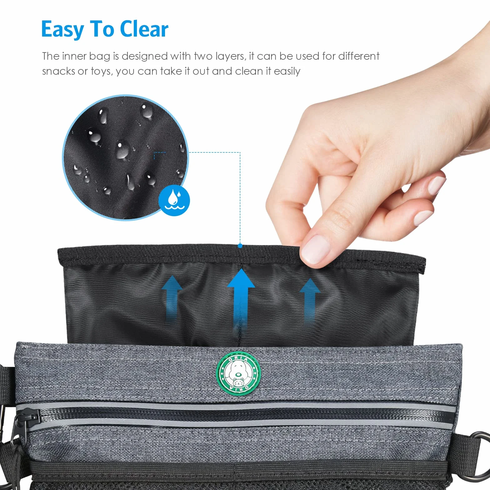 Brifit,Bolsa de entrenamiento para perros con cierre magnético, correas de transporte acolchadas integradas, dispensador de bolsas de excrementos para perros (1 rollo de bolsa de basura)