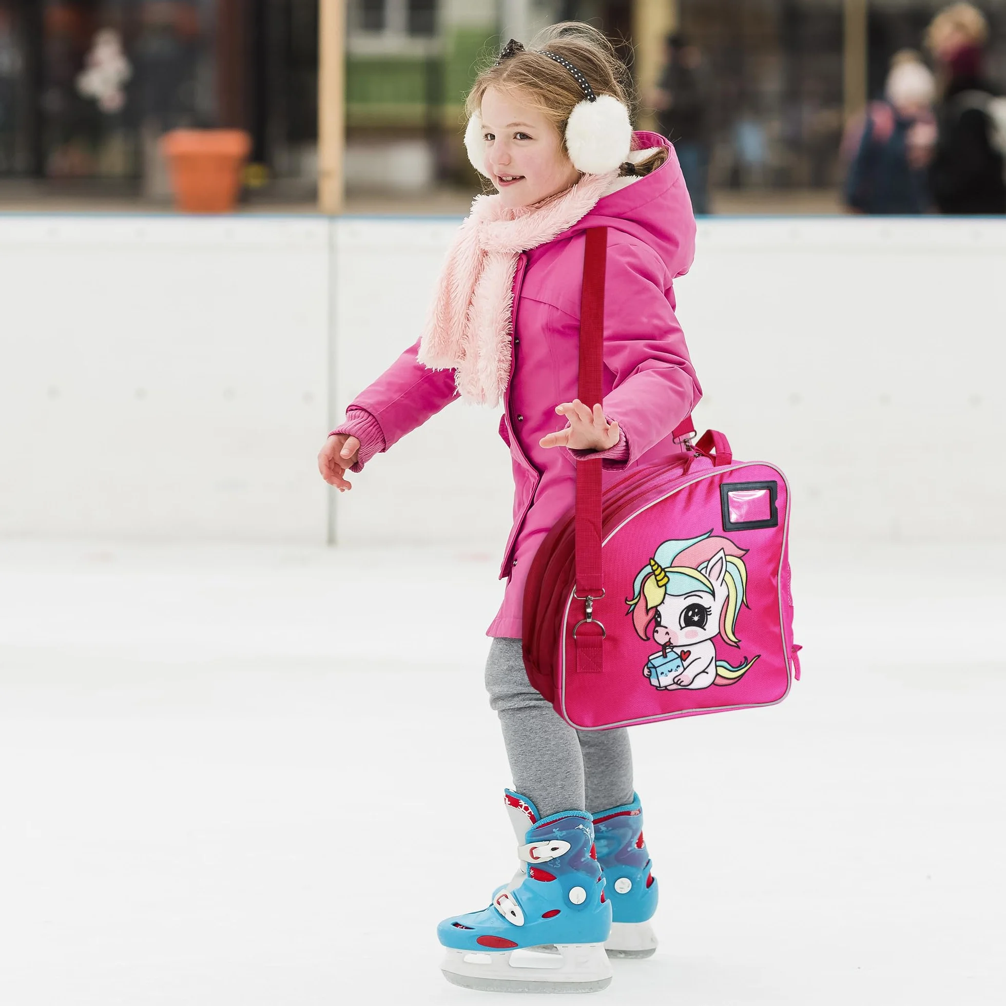 Bolsa para Patines Niña Mochila 4 Ruedas y en Línea Ajustable Transpirable Reflectante