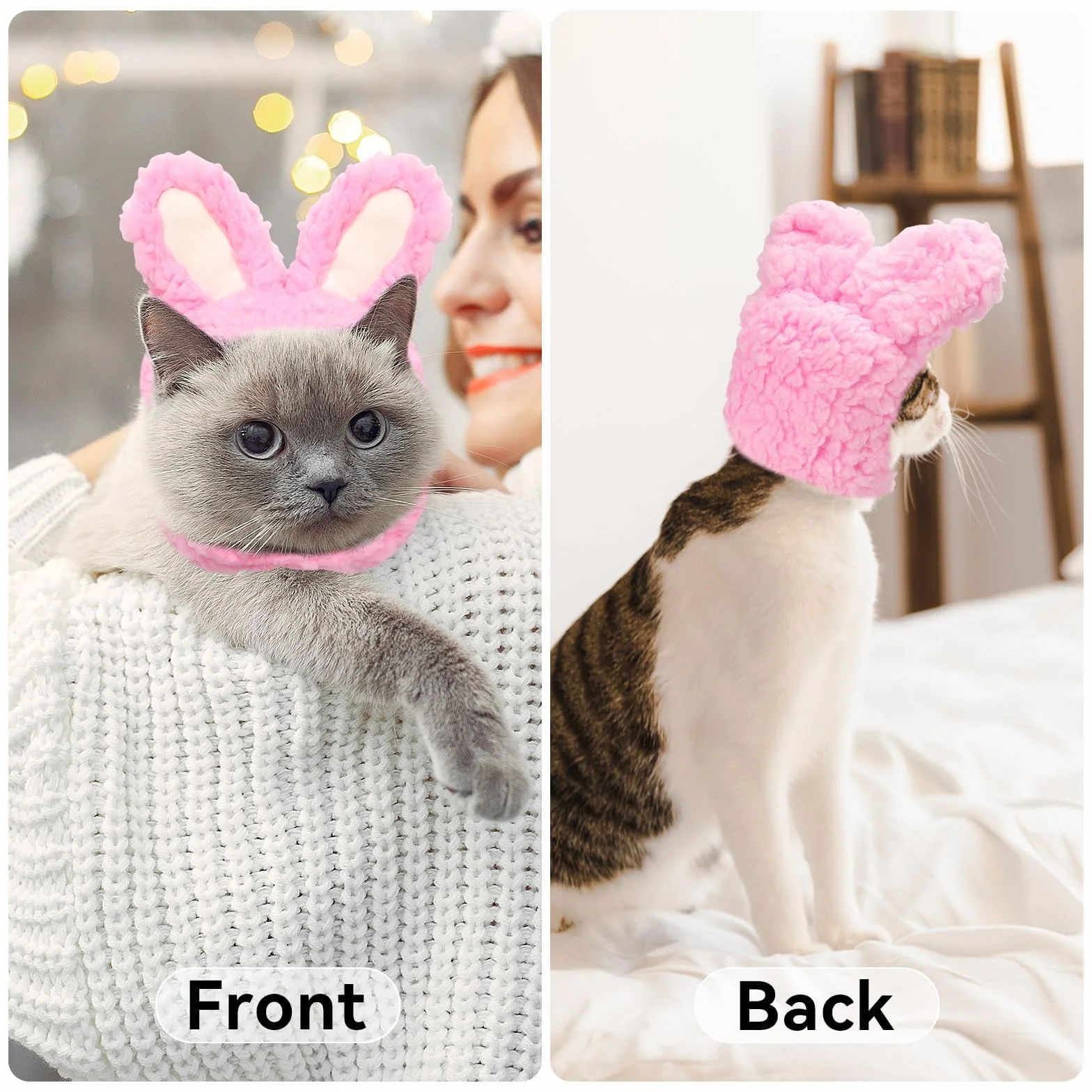 Disfraz de Gato Orejas de Conejo, Gorro para Mascotas Pascua, Apto para Gatos y Perros Pequeños (Rosa)