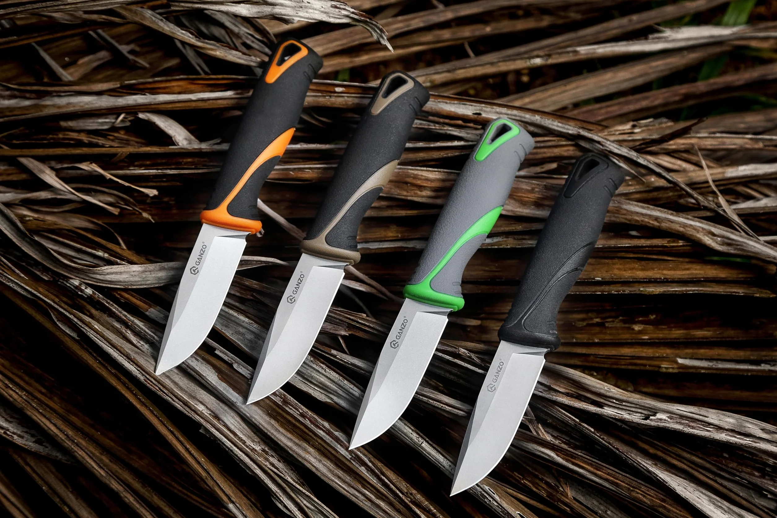 Ganzo G807-GY Cuchillo de hoja fija 9CR14 Acero inoxidable Mango ergonómico Camping Caza Pesca EDC Gris