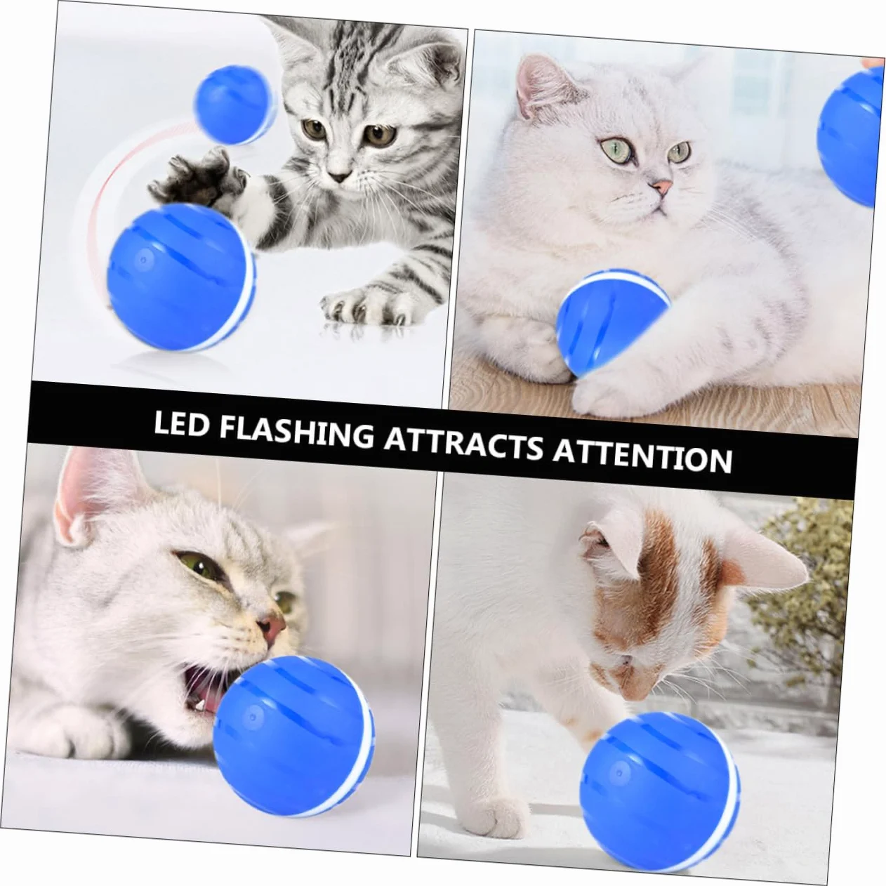 Kisangel 3piezas Juguete Interactivo Automático para Gatos Bola De Luz Led USB Recargable Juguete De Movimiento para Mascotas Diversión Sin Fin Casa