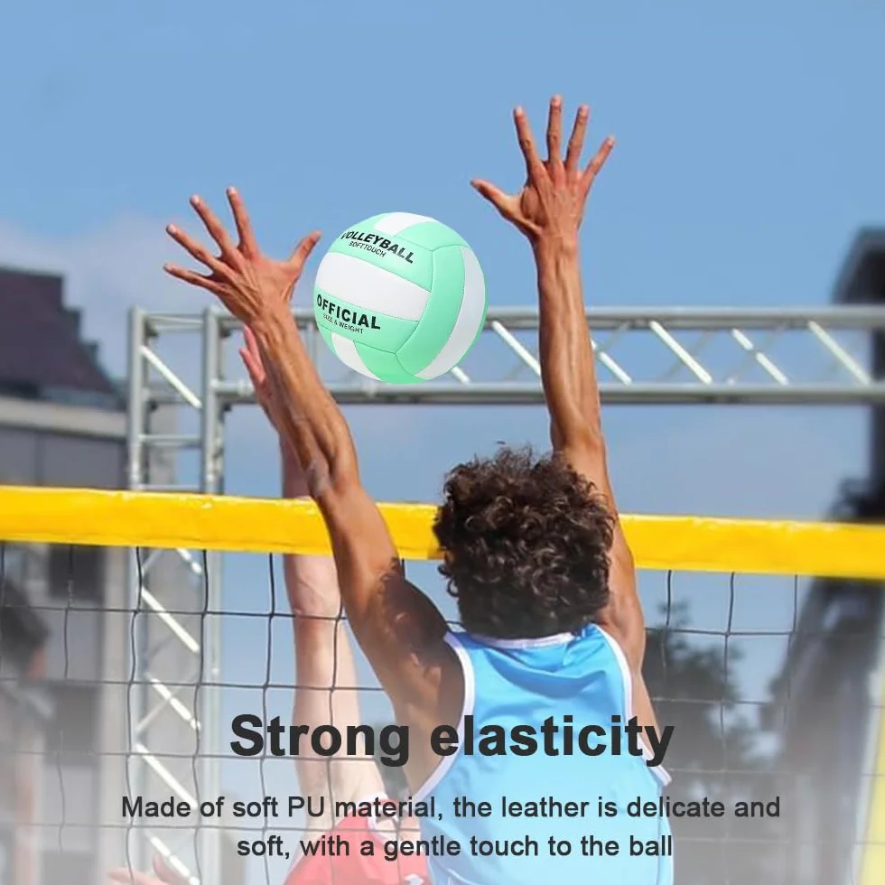Pelota Voleibol Tamaño 5 de Cuero Suave con Inflador para Playa y Arena