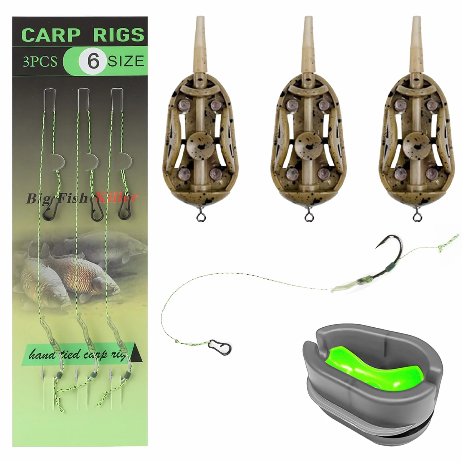 Alimentador de Pesca 3 Piezas Comederos 20/30/40g con Molde de Liberación Rápida Accesorios Carpa