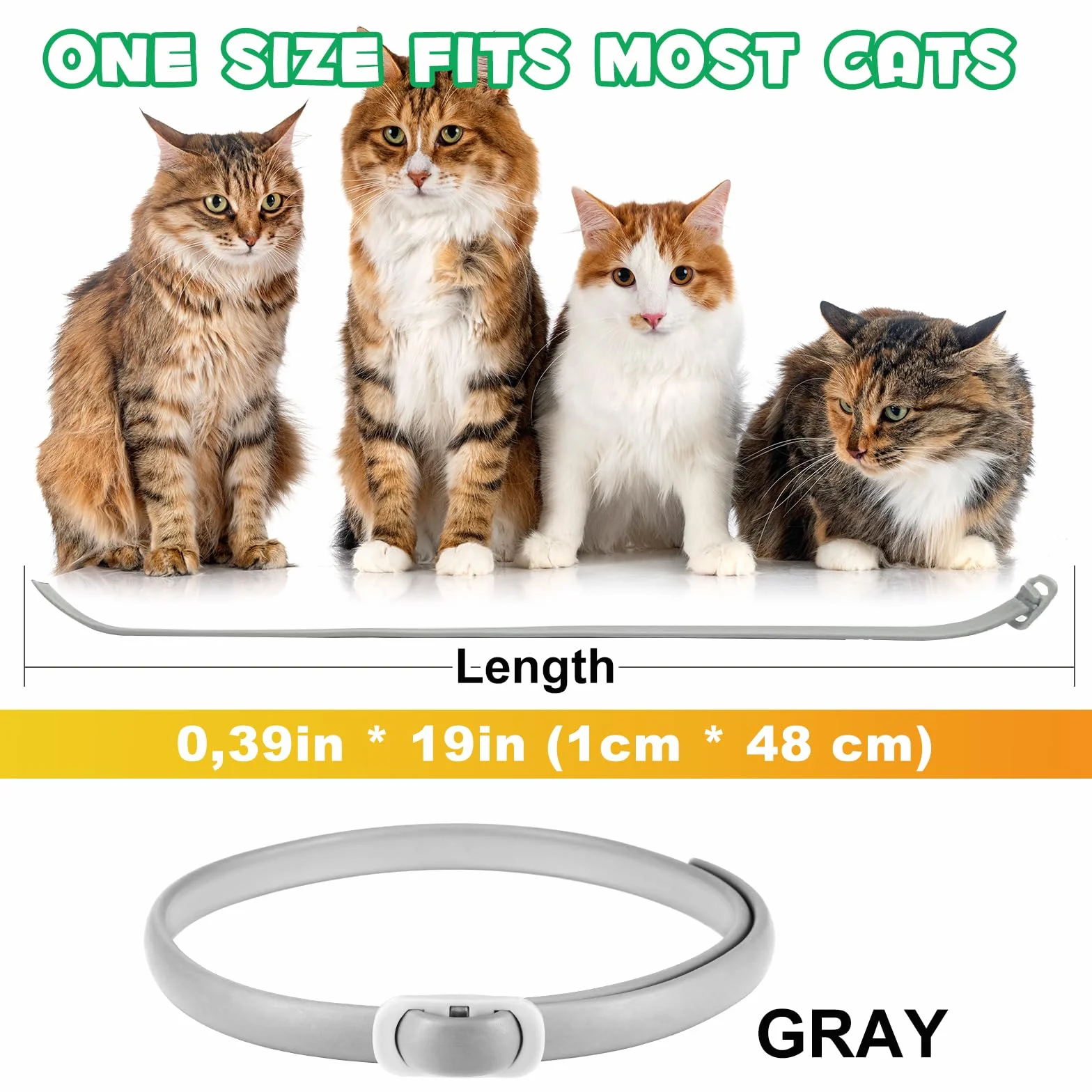 Collar Antiparasitario Gatos páquete de 4 – Collar Antipulgas Gatos Ajustable e Impermeable – 24 Meses de Protección – Collars Gato Antiparasitario Seguro y Cómodo (Gris, 4 Piezas)