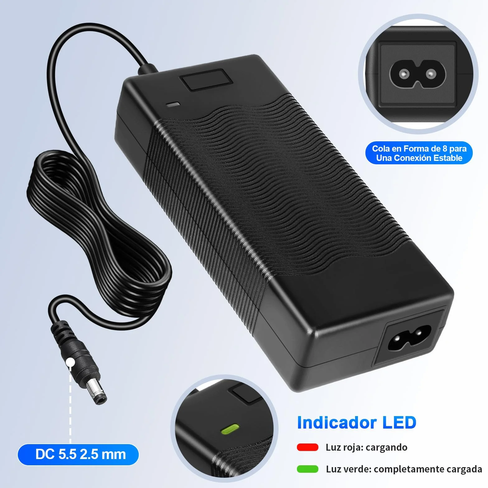 42V 2A Cargador de Batería para Patinete Eléctrico Compatible con HIMO Z20, Kugoo S1 S2 S3, M2 Pro, Etwow, GOTRAX GXL V2