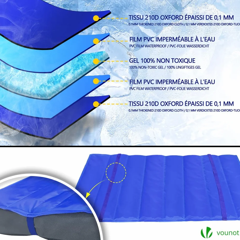 VOUNOT® Cama Perro Ortopédica con Alfombrilla Refrescante de Gel, Colchón Mascotas Cojines para Perros Espuma con Memoria Funda Extraíble Lavable, 115x81x9cm