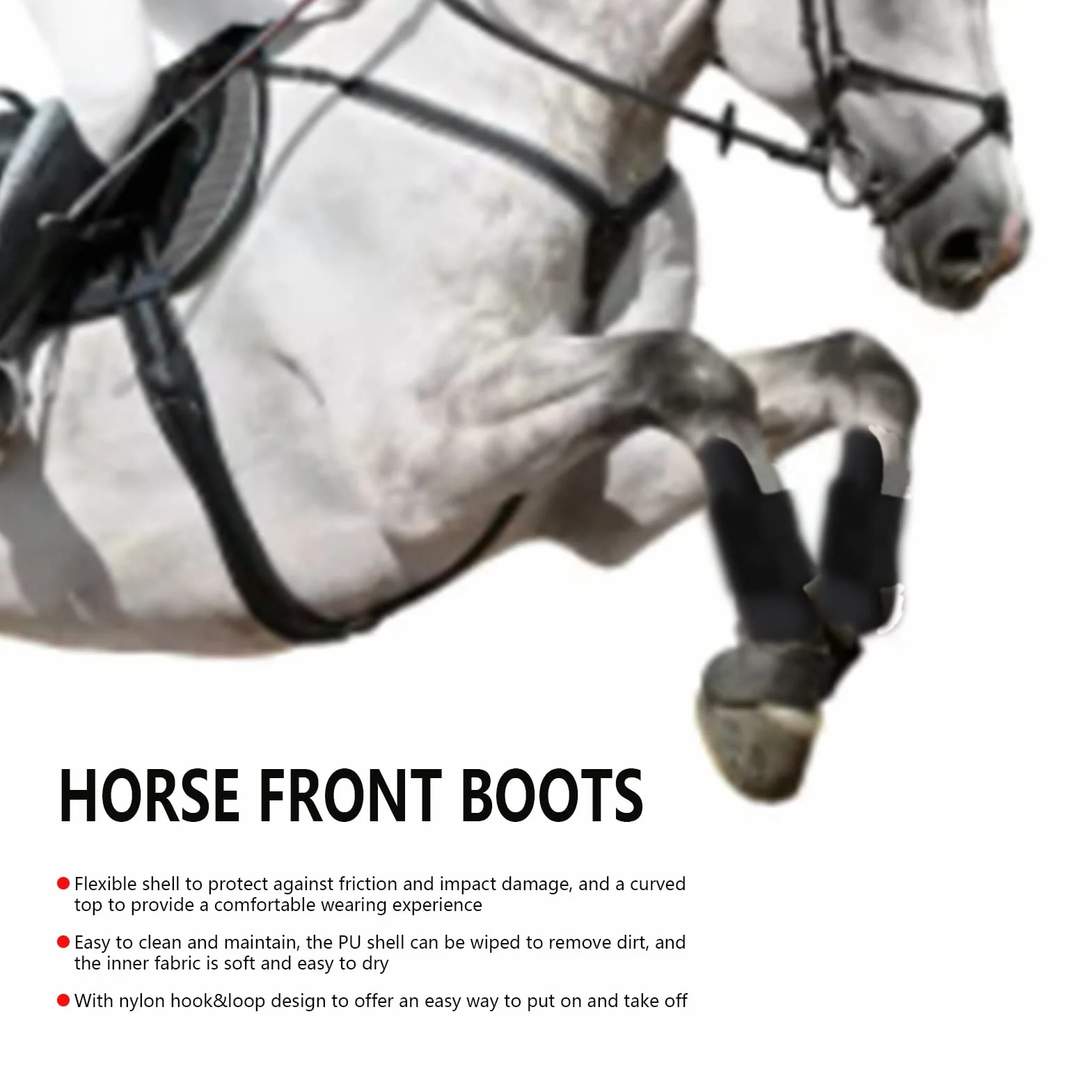 Botas profesionales XL de protección para patas delanteras de caballo, soporte de tendón de alto rendimiento para montar y saltar competitivos, ajuste seguro, equipo de protección para deportes