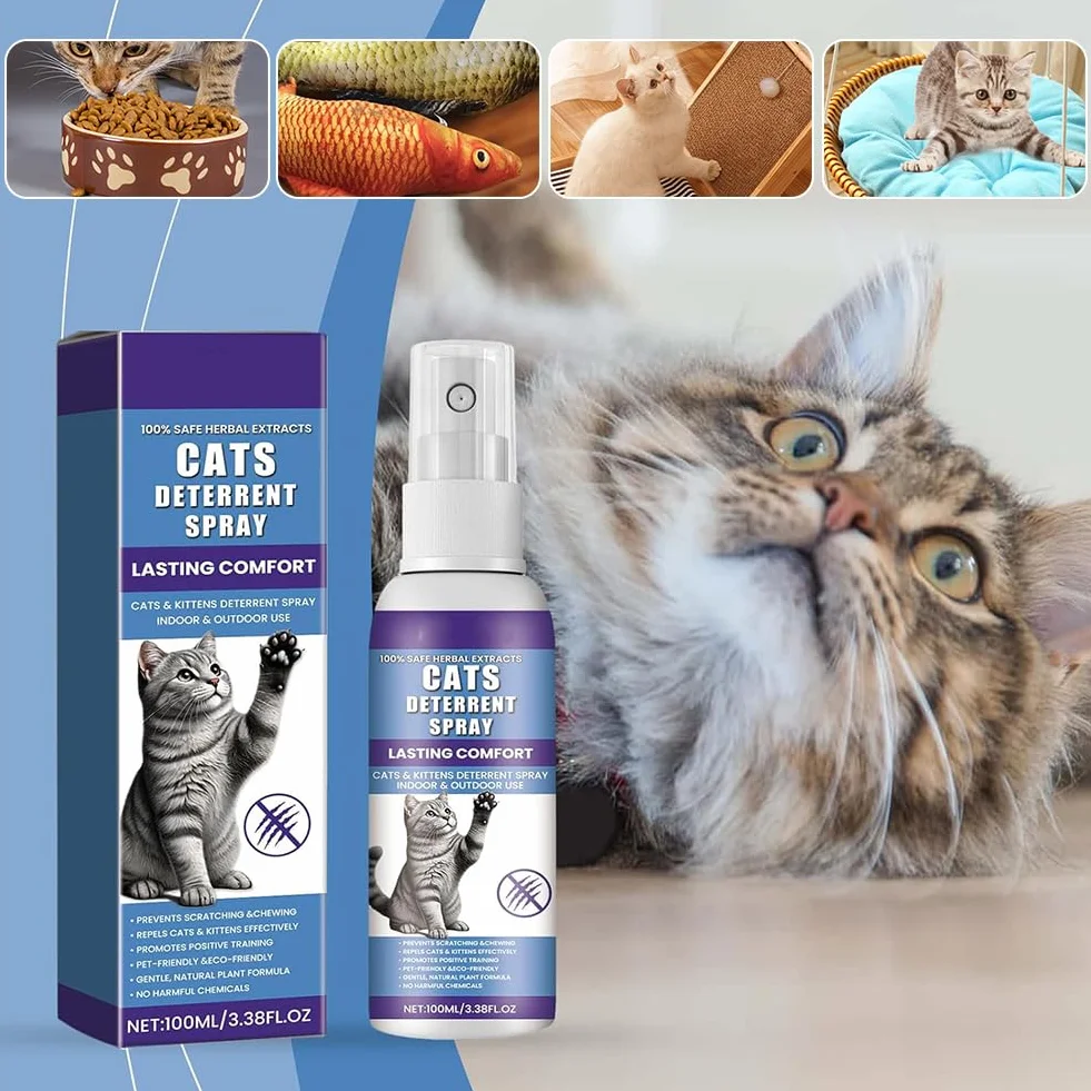 Rakiuty Spray Antiarañazos Gatos,Spray Antiarañazos,Sprays Arañazos Gatos,Sprays Educador Gatos Antiarañazos,100 ml