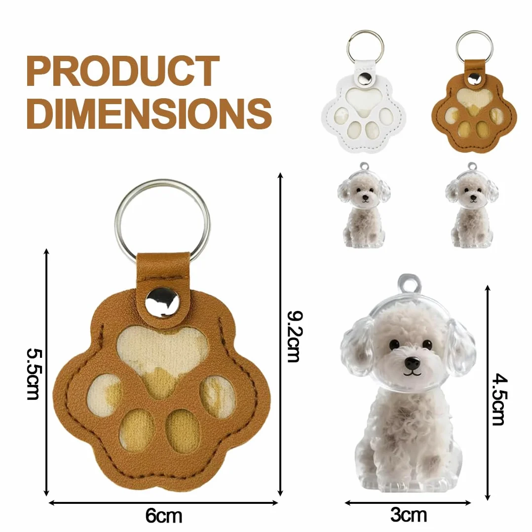 4 Llaveros Pelo Perro, DIY Recuerdos Hechos de Pelo de Perro, Contenedor para Guardar Pelo de Mascotas, Botellas de Recuerdo en Forma de Perro