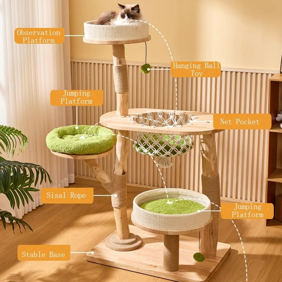 Torre para Gatos Árbol for Gatos de Gran tamaño con Marco Escalada Integrado, Cama Colgante, casa for, Juguete for Rascador(Medio)