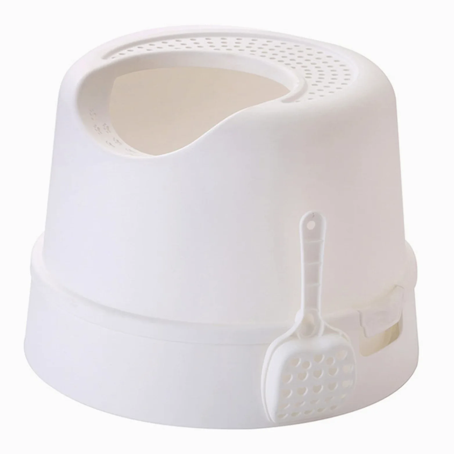 Cajas de Arena Caja de arena de gato de entrada superior con arena de gato Scoop Splash a prueba de salpicaduras de gato multifuncional Base redonda de bandeja desmontable Material PP Arenero ​Gatos