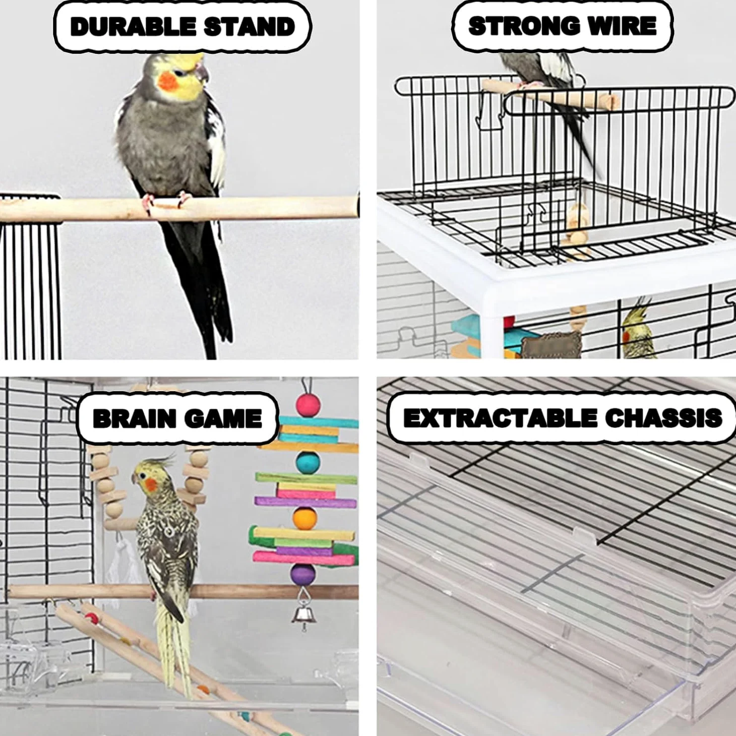 Jaula para Pájaros,Jaula Pájaros,Jaula de pájaros, Jaula for pájaros de Metal Resistente a la oxidación con Escalera en el Techo y Bandeja Inferior for cacatúas, periquitos, agapornis