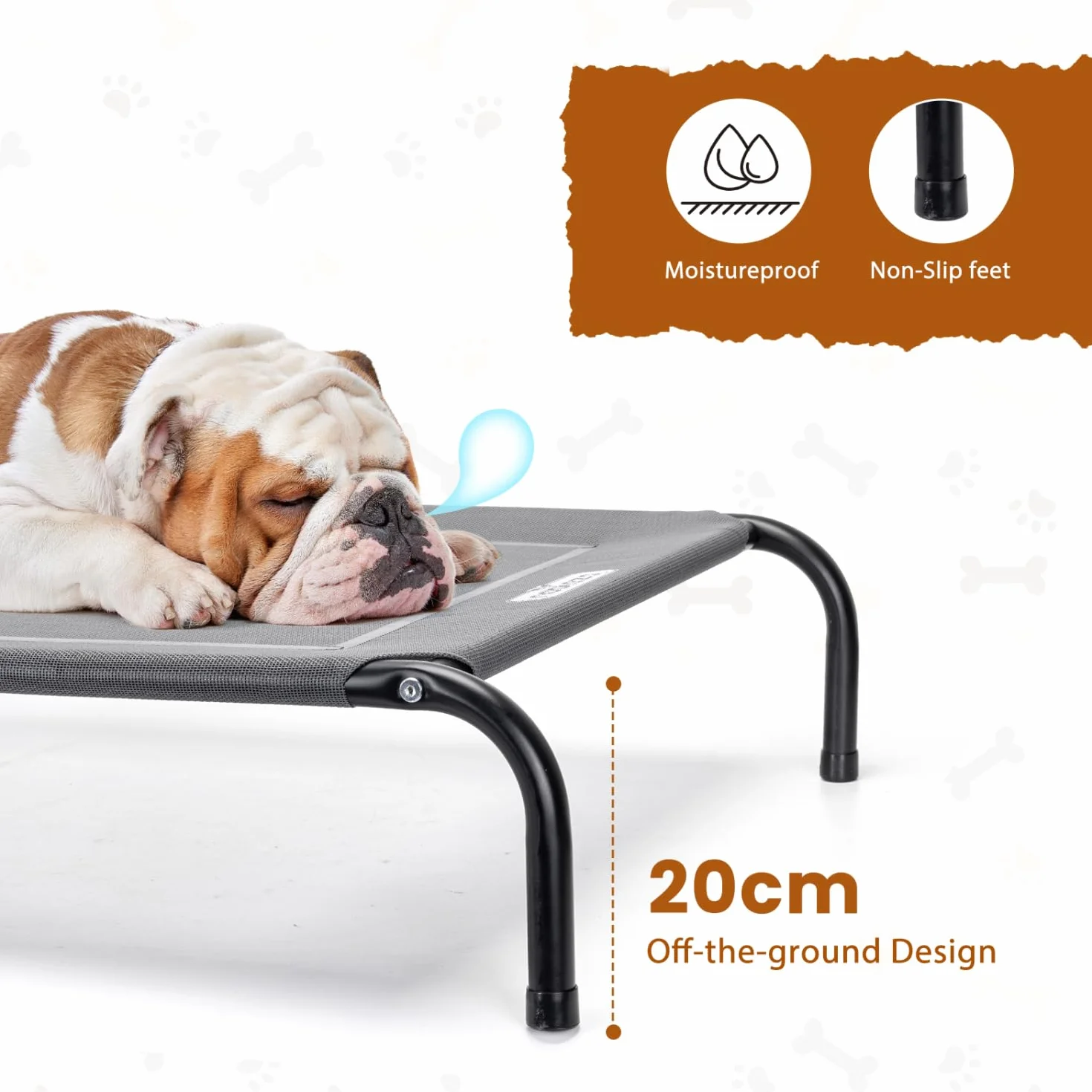 Nobleza Cama Elevada para Perro Mediano, Refrescante y Transpirable, para Exterior e Interior, Jardín y Terraza, Robusta y Lavable, Gris, M, 105x80x20CM