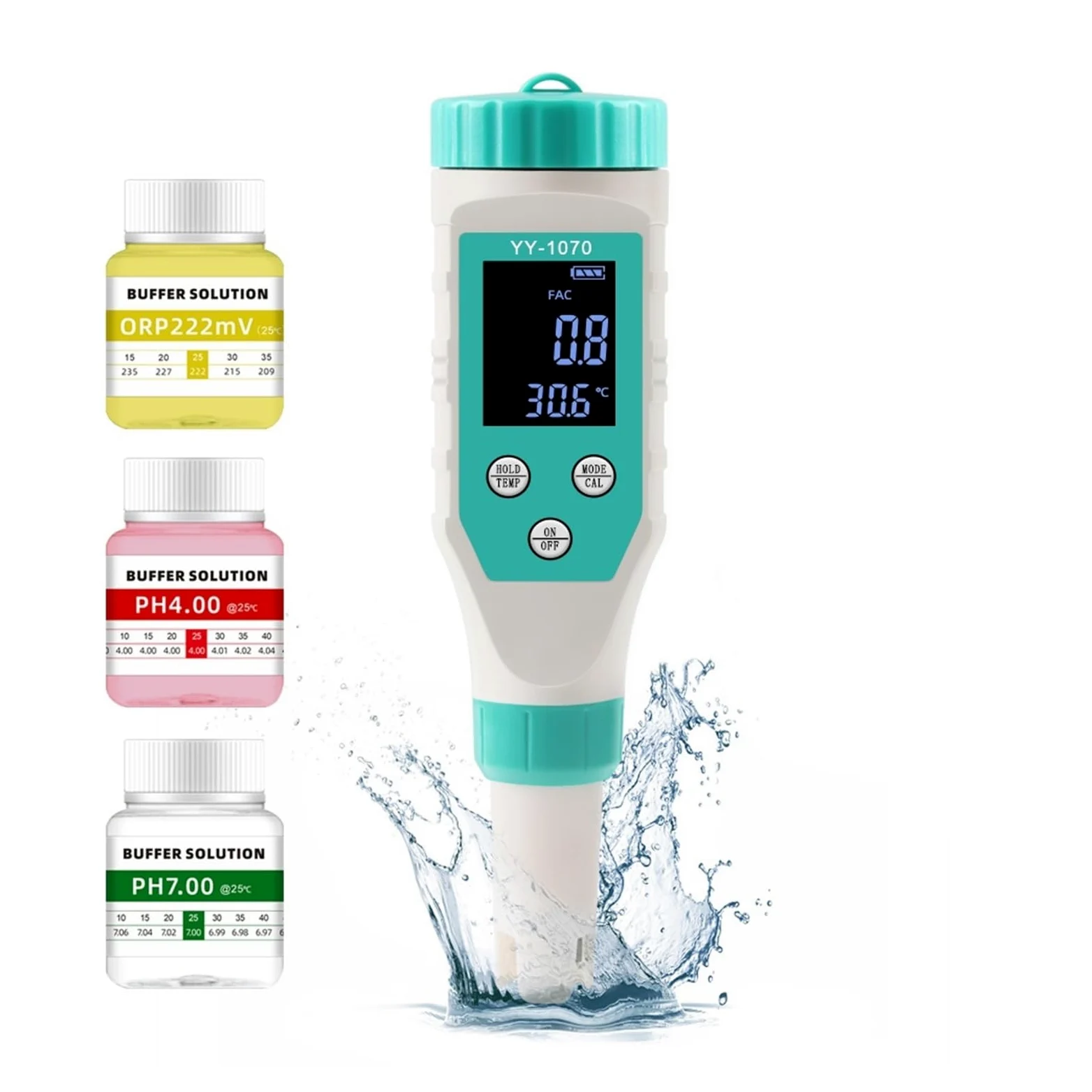 Monitor Digital de PH/Cloro/ORP/EC/TDS/salinidad/Temp/FAC, Monitor de Calidad del Agua de Piscina, probador de PH for Piscina, Acuario, SPA hidropónico