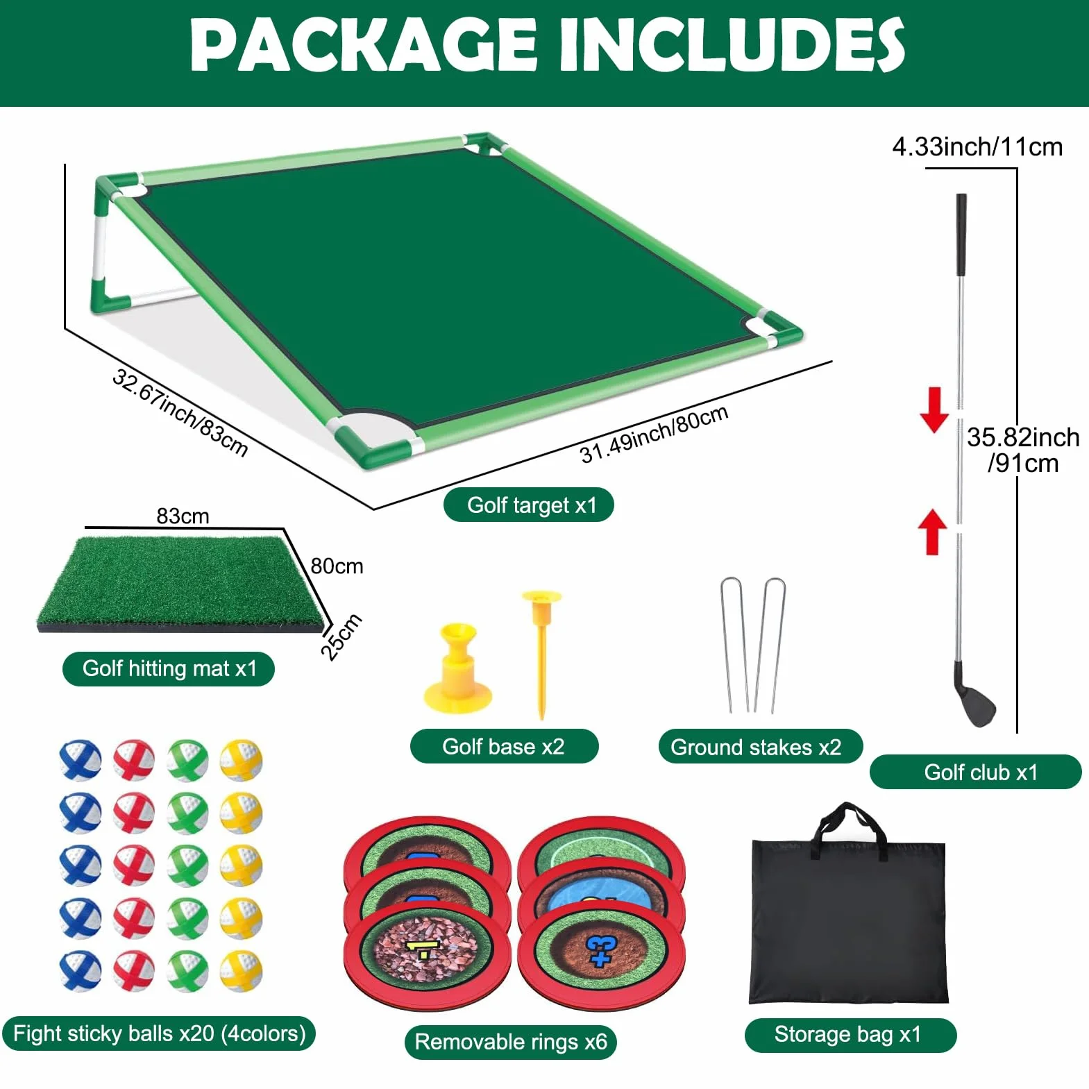 Juego de golf para casa con alfombrilla de putt, bolas adhesivas y bolsa de transporte