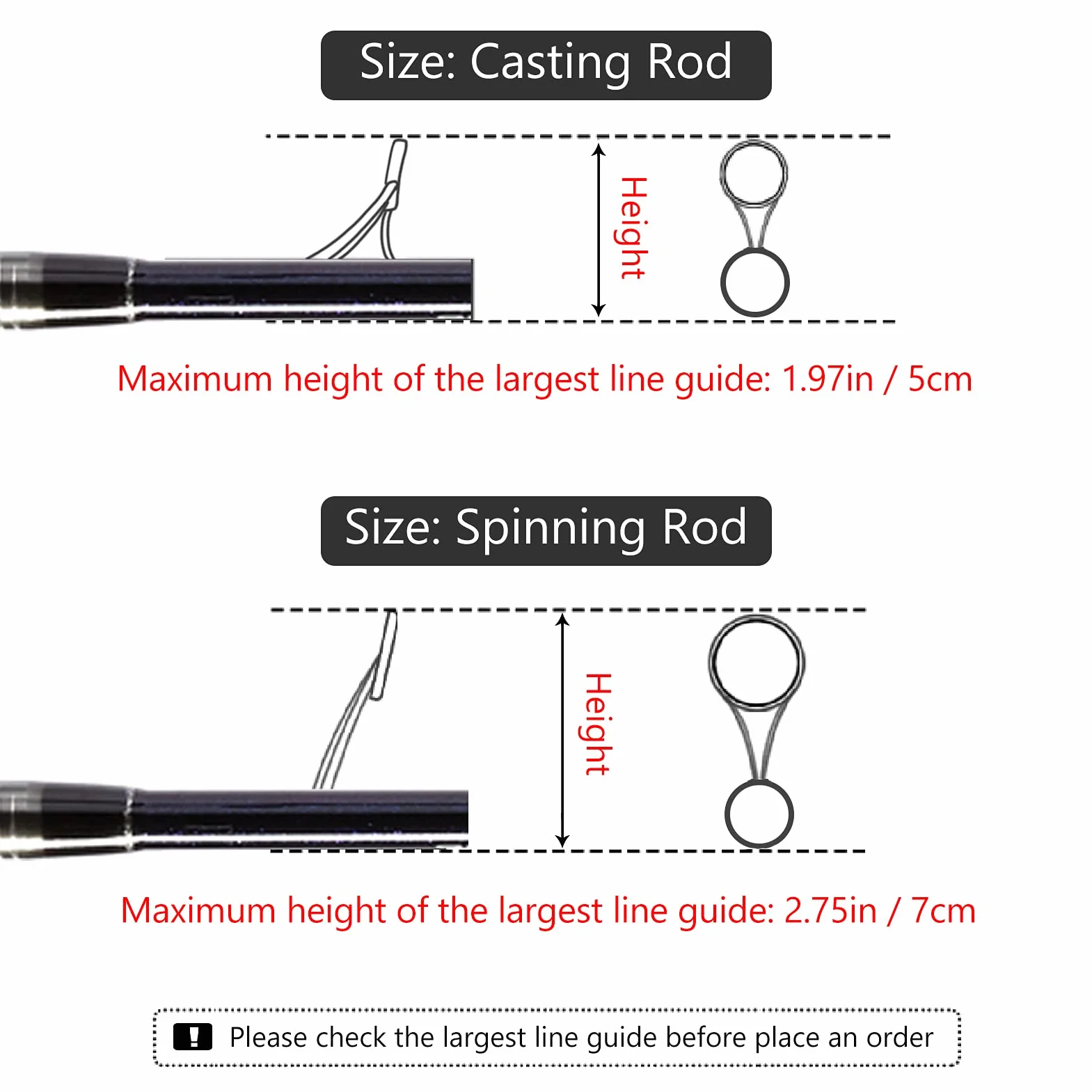 Bassdash Casting Spinning Fishing Rod Sleeves Protectores para Cañas de Pescar 7-1/2ft