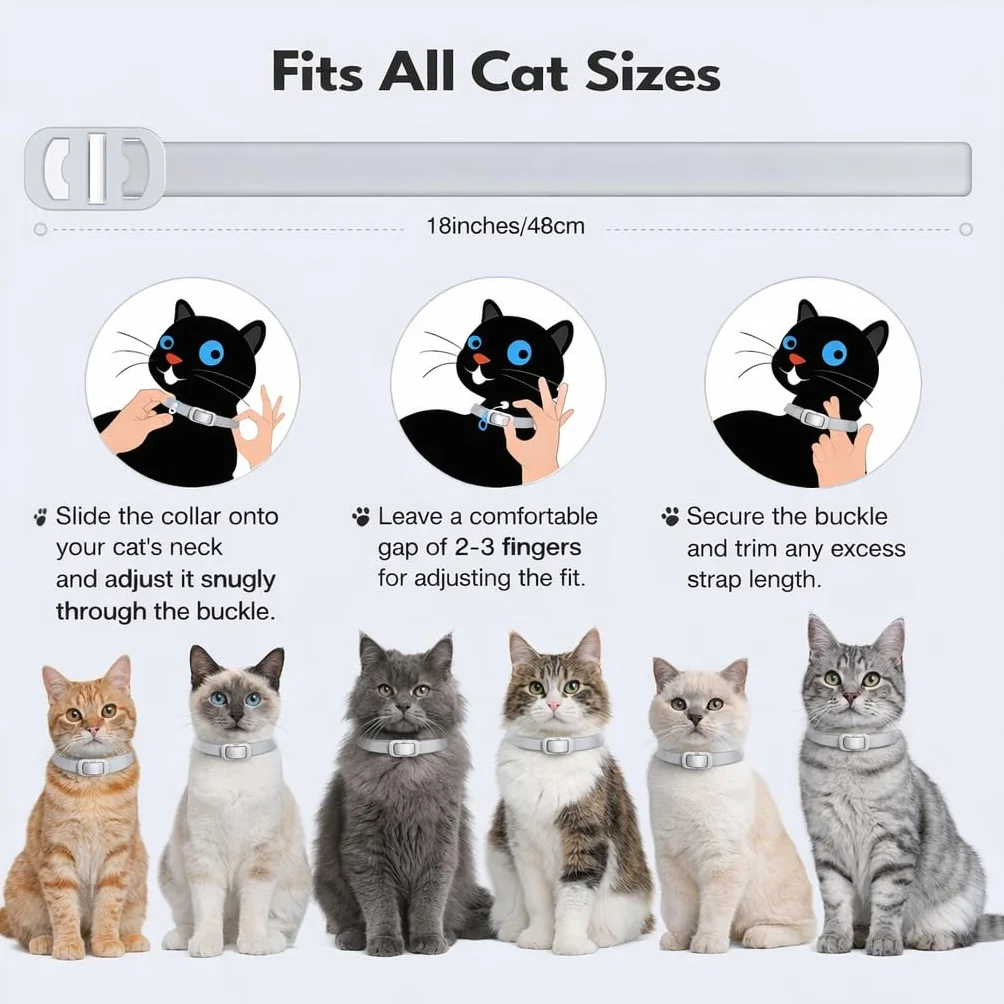 Collar Antiparasitario para Gatos – Anti Pulgas y Garrapatas – Pack de 2 Collares Ajustables con Aceites Esenciales Naturales – Protección Diaria para Gatos Pequeños y Adultos