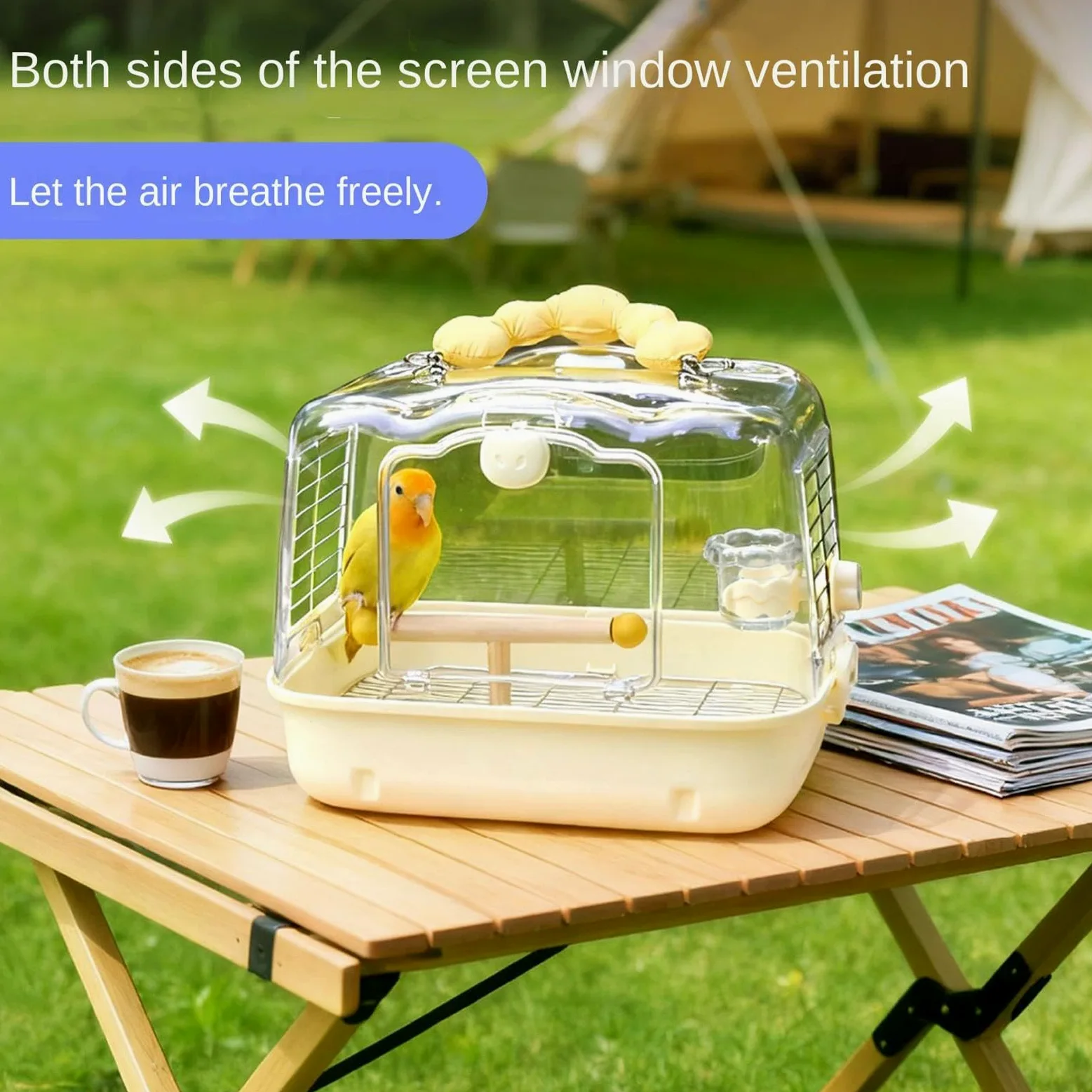 Jaula De Viaje Para Aves Bolsa De Transporte Transpirable Para Loros | Bolsa Para Transportar Aves Con Soporte para Paseos al Aire Libre y Aventuras de Ninfas Periquitos y Agapornis