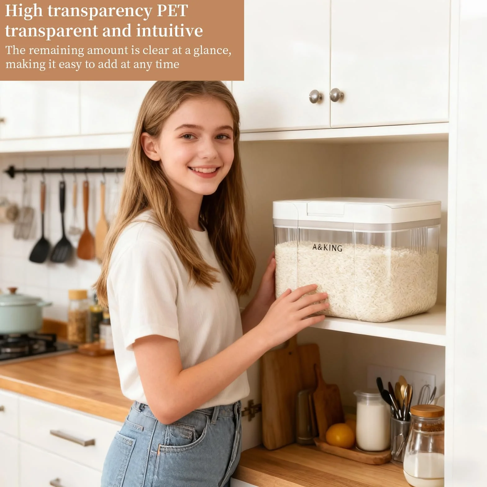 2,9 L Recipientes Herméticos para Alimentos, Caja de Almacenamiento Tapa a Presión con Cuchara Medidora en PET de Grado Alimenticio,Dosificador Detergente Lavadora