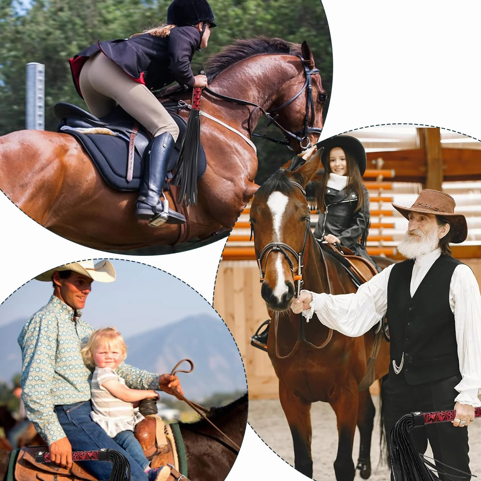 Latigo Cuero Artificial Suave PU Caballos Herramienta Entrenamiento Accesorios Disfraces Cultivo Montar