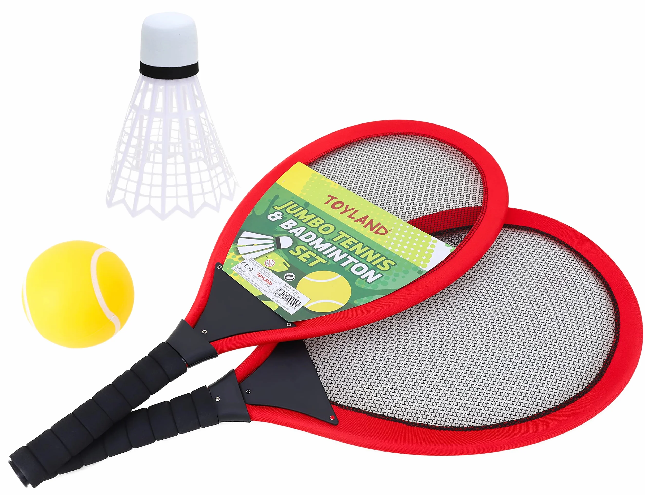 Toyland Juego de Tenis y Bádminton 65 cm - 2 Raquetas Gigantes con Volante y Pelota