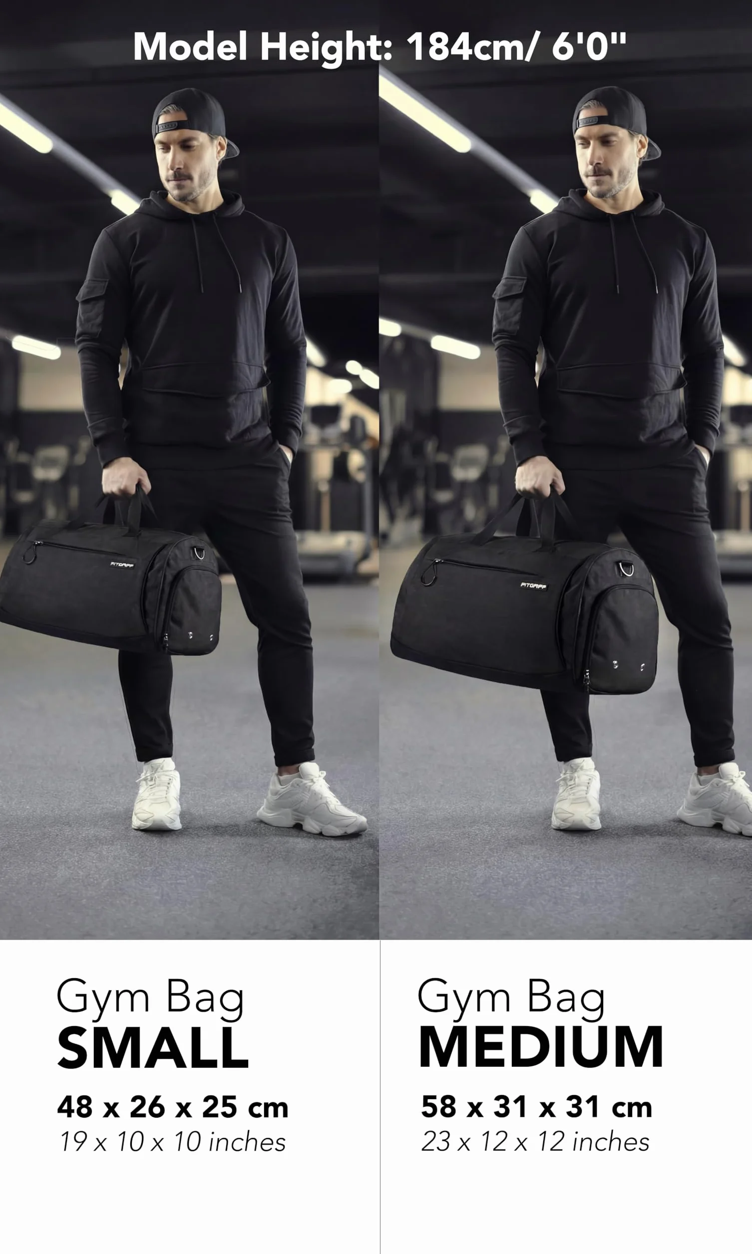 Fitgriff® Bolsa Deporte V1 Mujer y Hombre - Gym Bag con Compartimento para Zapatos y Humeda