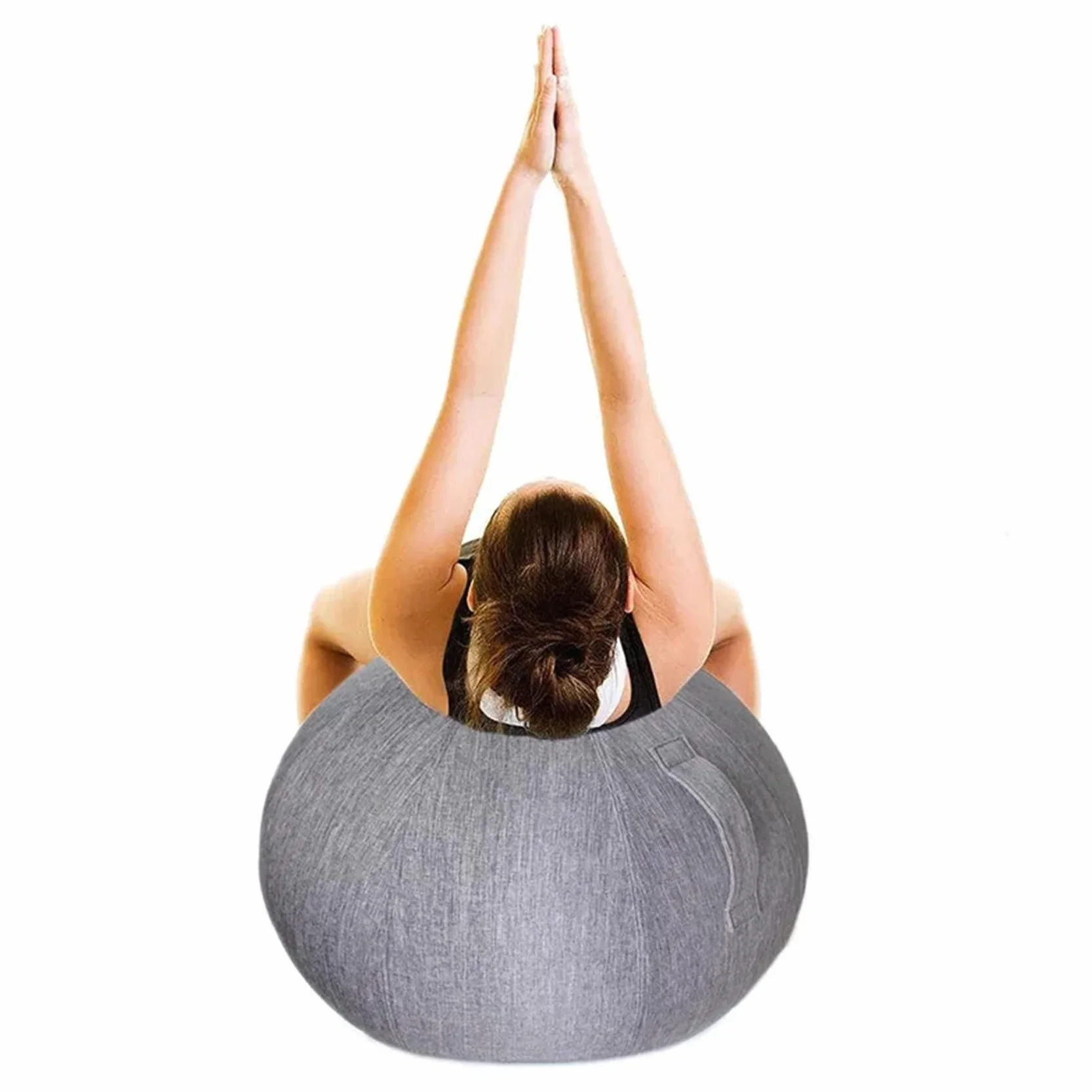 Bola de Yoga Pelota Pilates Asiento Silla con Cubierta Funda 55cm Gris
