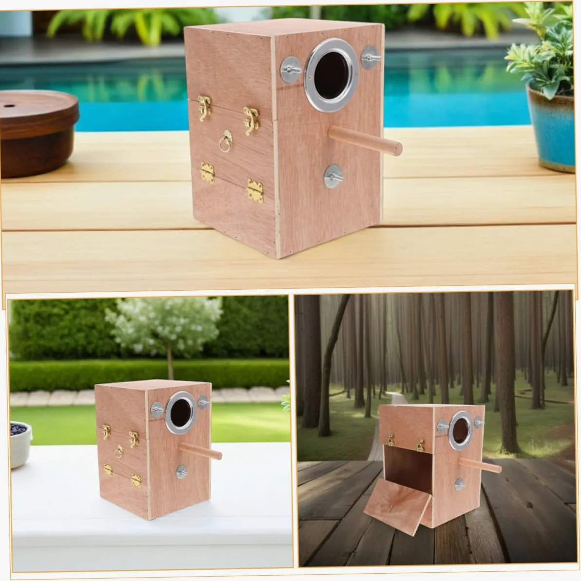Nido De Cría De Caja De Cría para Casa para Pájaros con Soporte para Percha Madera Caja Nido para Periquitos