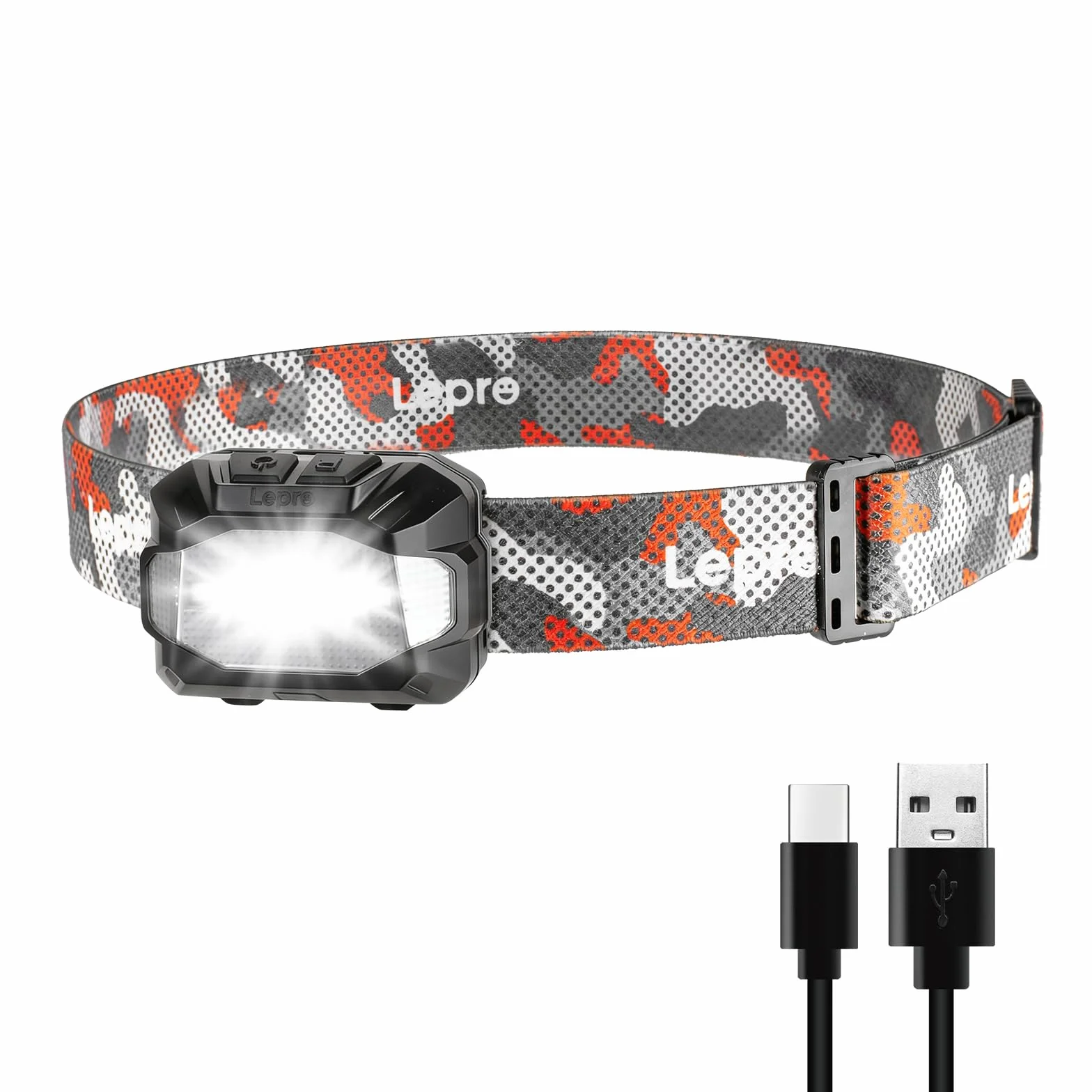 Lepro Linterna Frontal LED Recargable USB AAA IPX4 Impermeable 10 Modos Luz Roja