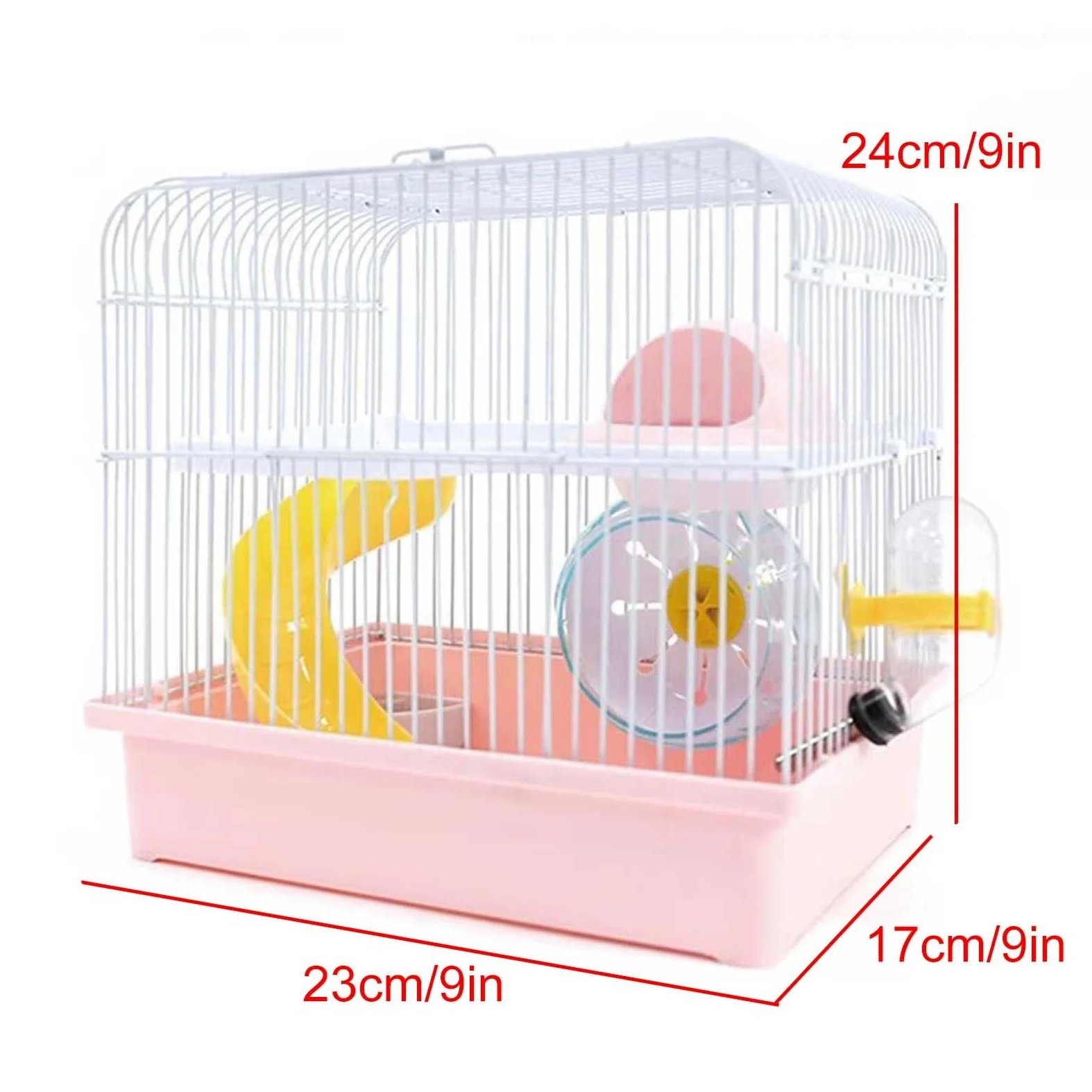 Jaula para hámster, hábitat de 2 pisos con dormitorio, hervidor, caja de comida y tobogán para animales pequeños, recinto ideal para ratones, jerbos y erizos